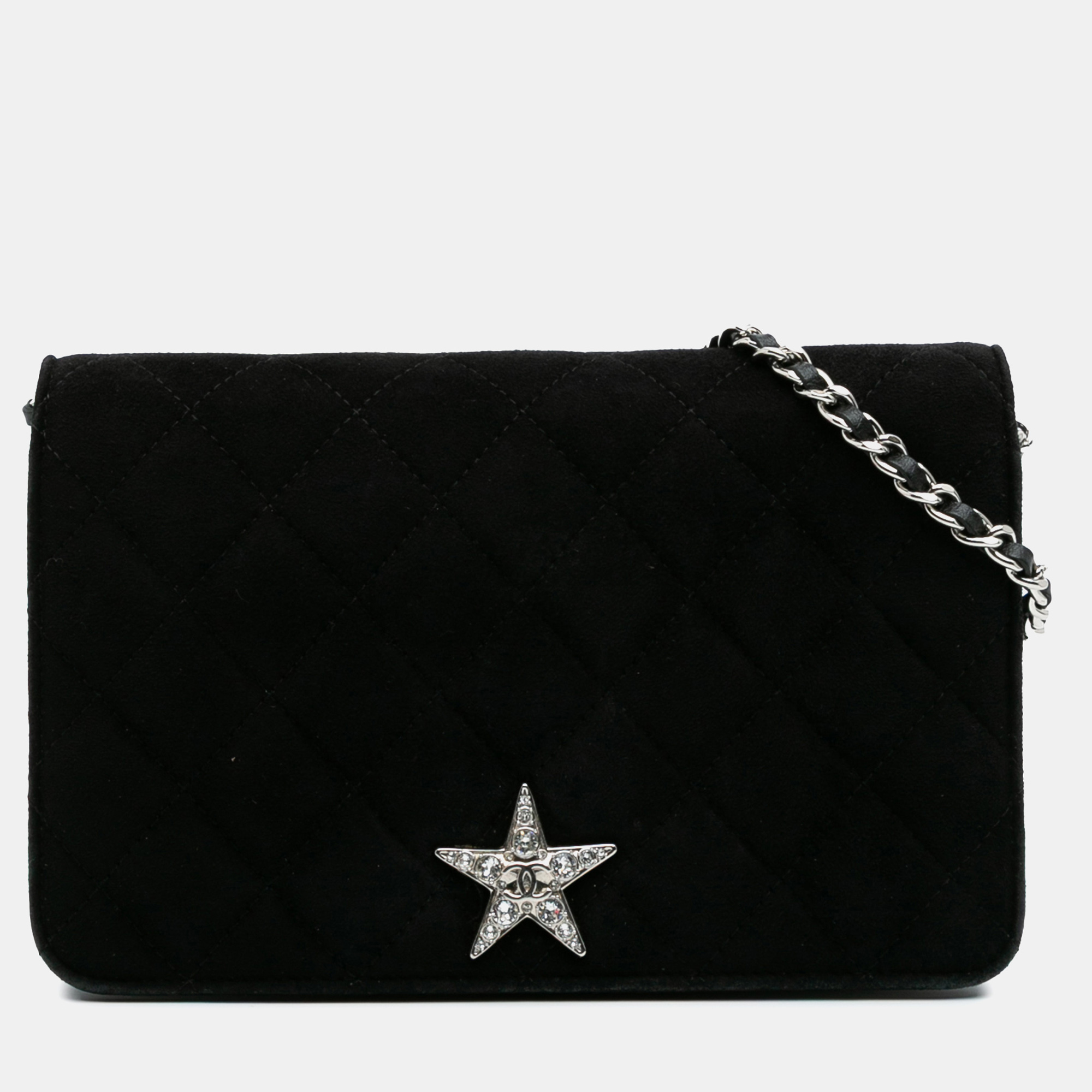 

Chanel Black Quilted Suede Cocostellar Wallet on Chain