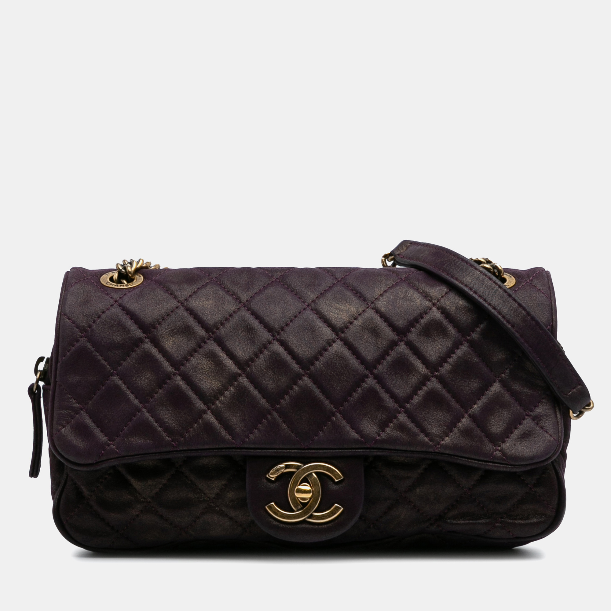 

Chanel Purple Small Quilted Iridescent Calfskin Shiva Flap
