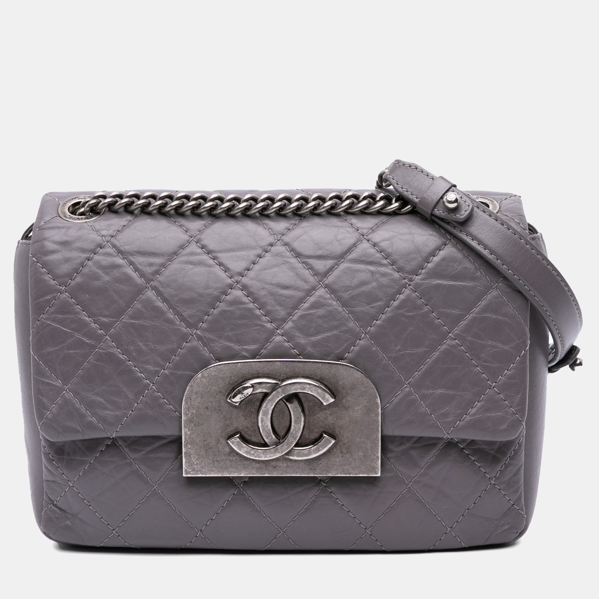 

Chanel Purple Quilted Aged Calfskin CC Square Flap