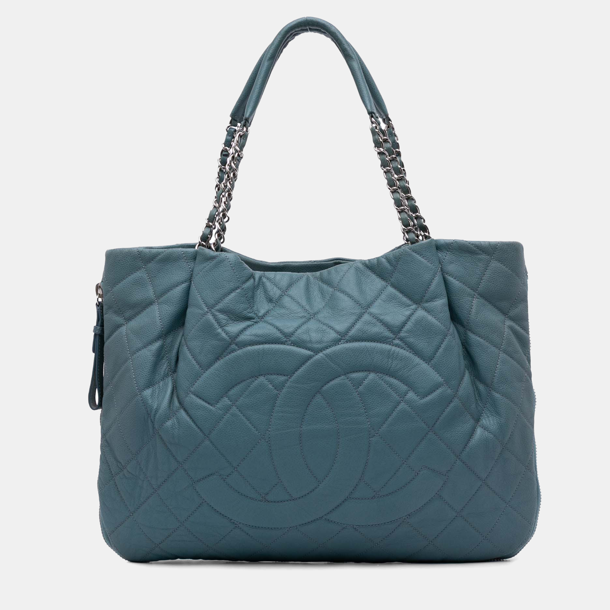 

Chanel Blue Quilted Caviar Expandable Zip Tote