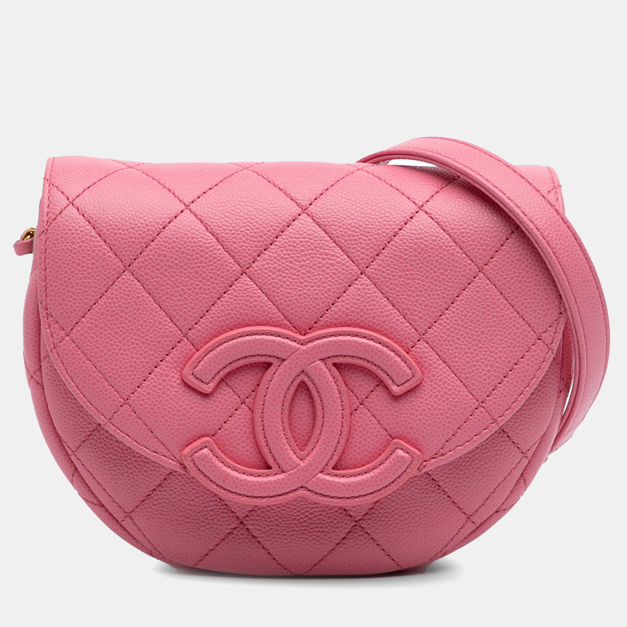 

Chanel Pink Mini CC Quilted Caviar Messenger Flap