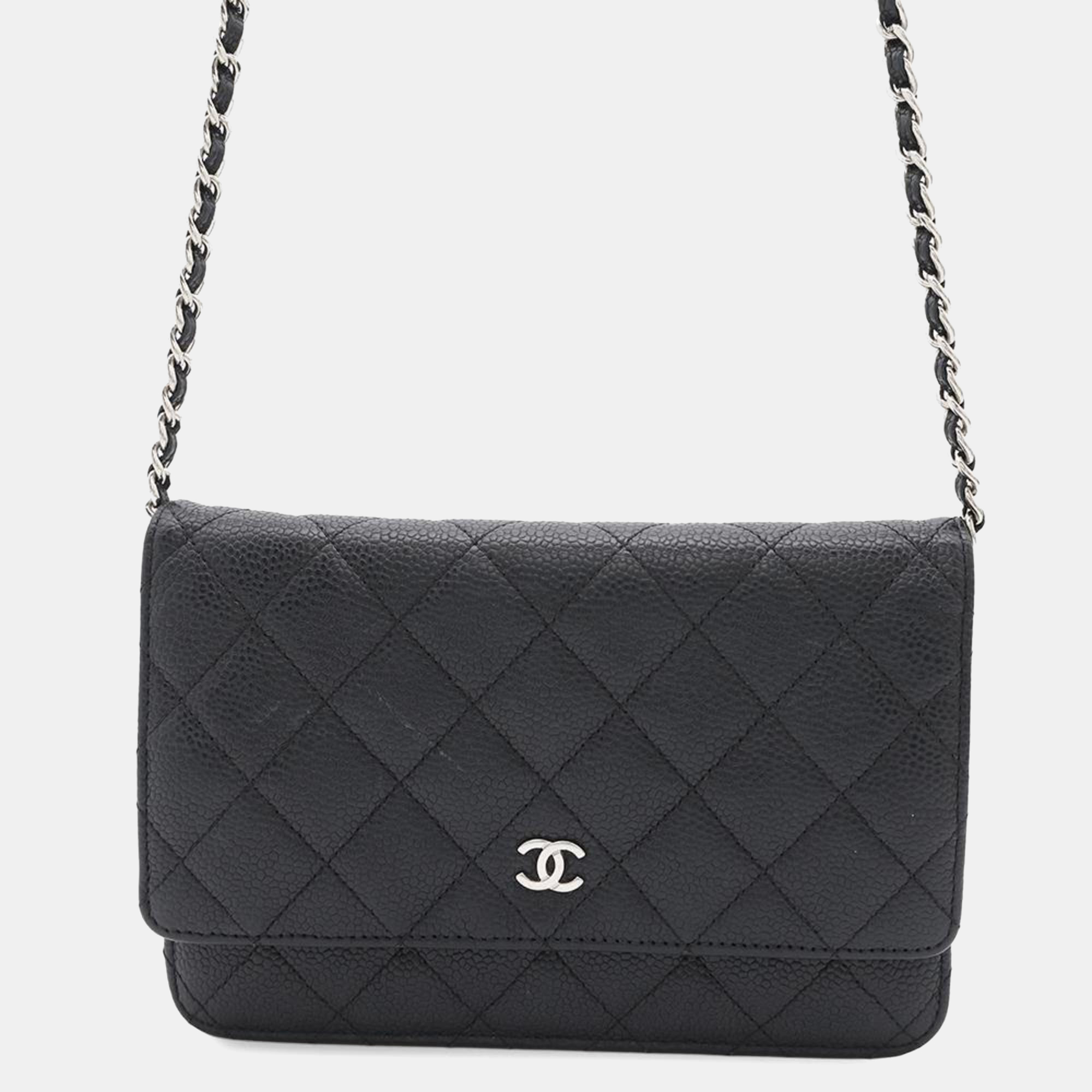 

Chanel Chain Wallet Matelasse Coco Mark Caviar Skin Quilting Black
