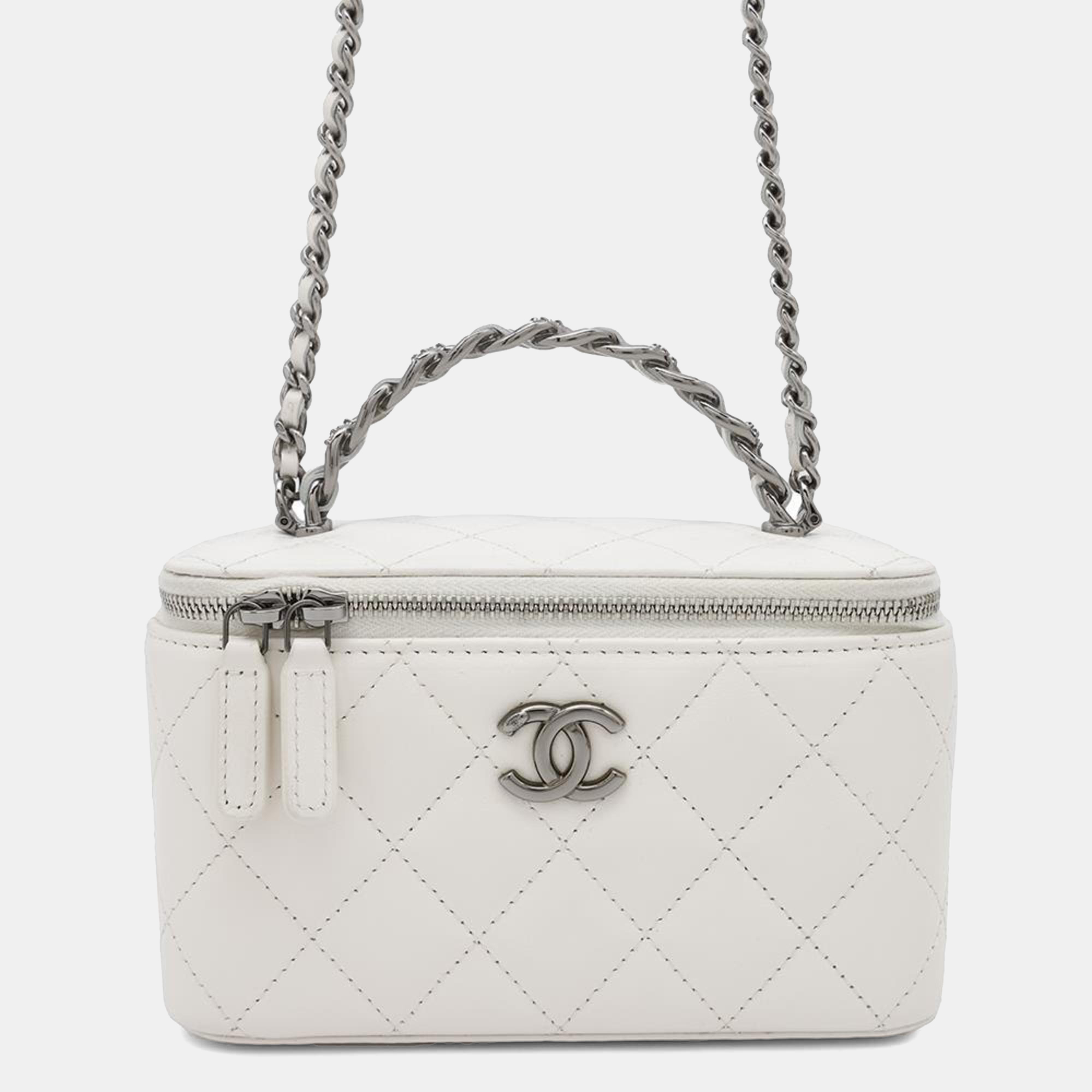 

Chanel Chain Shoulder Bag Matelasse Coco Mark Vanity Lambskin White