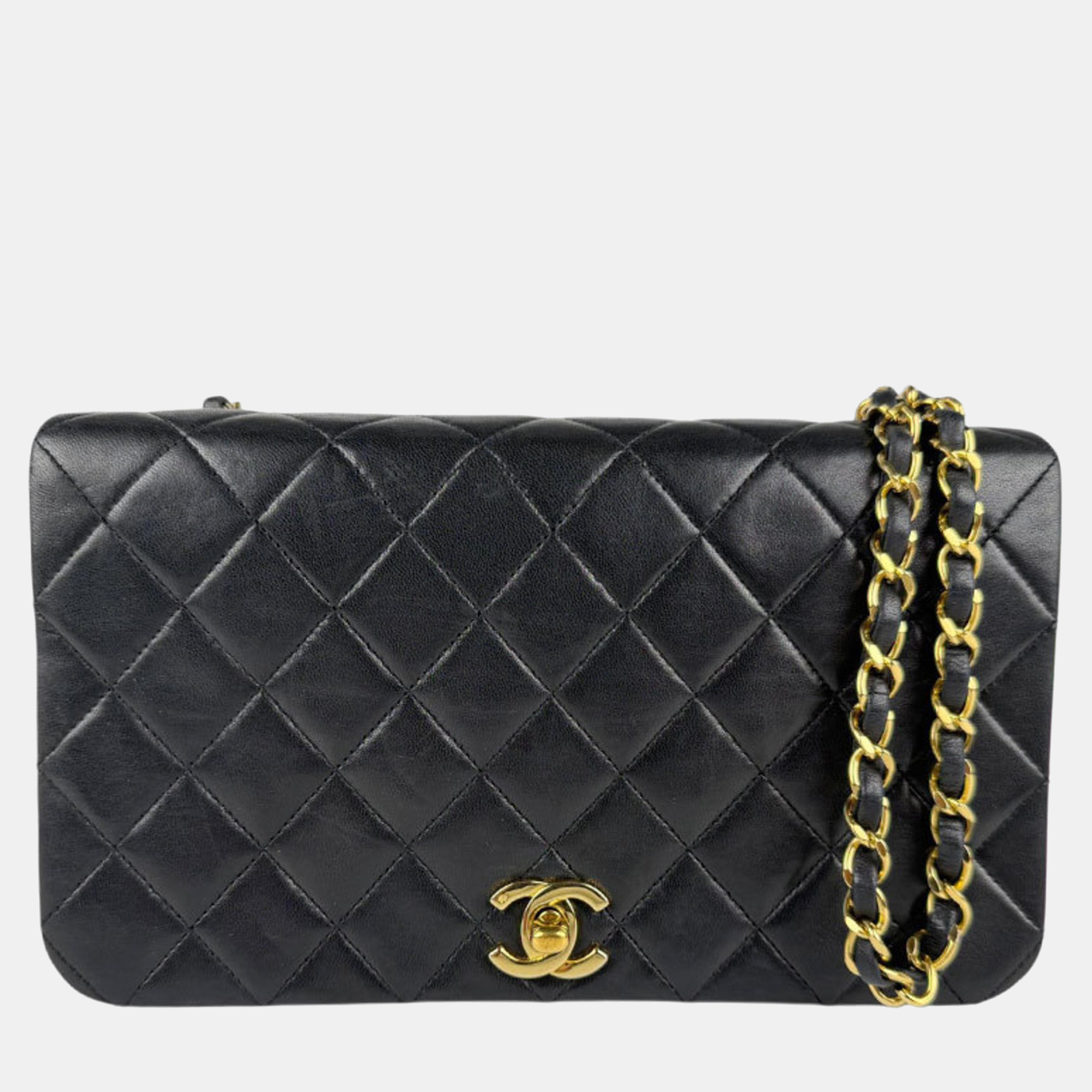

Chanel Black Leather Turnlock Full Flap Chain Shoulder Bag