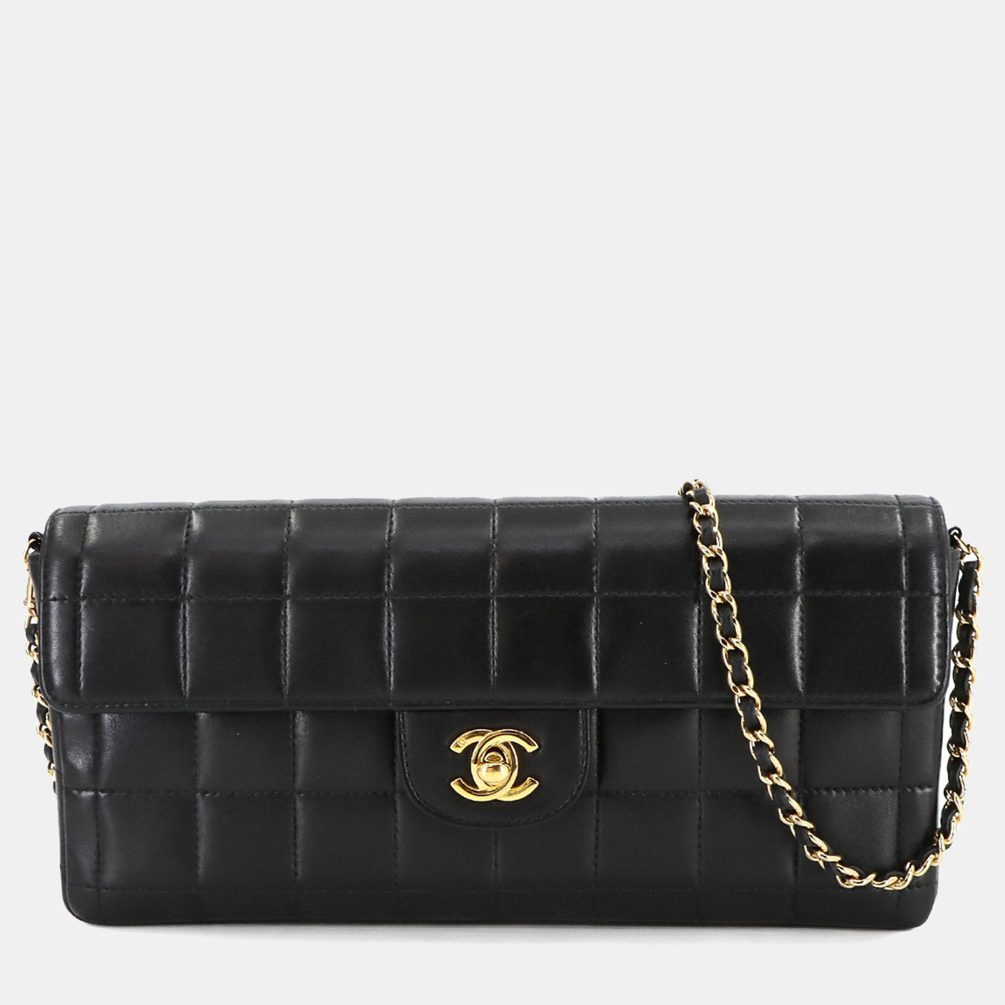 

Chanel Chocolate Bar Chain Shoulder Bag Leather Black
