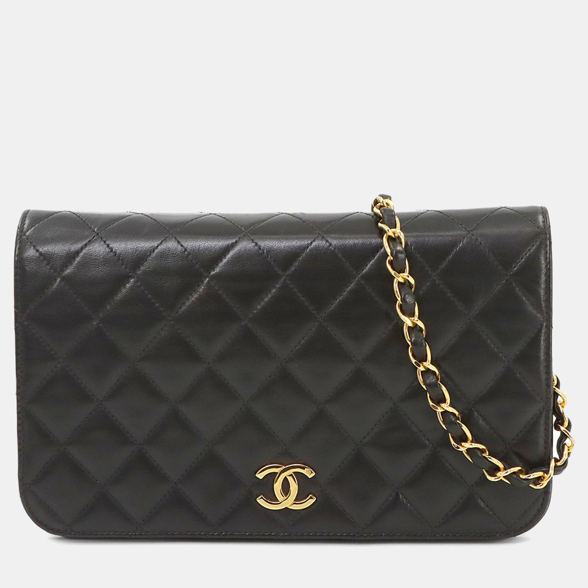 

Chanel Black Leather Full Flap Chain Shoulder Bag