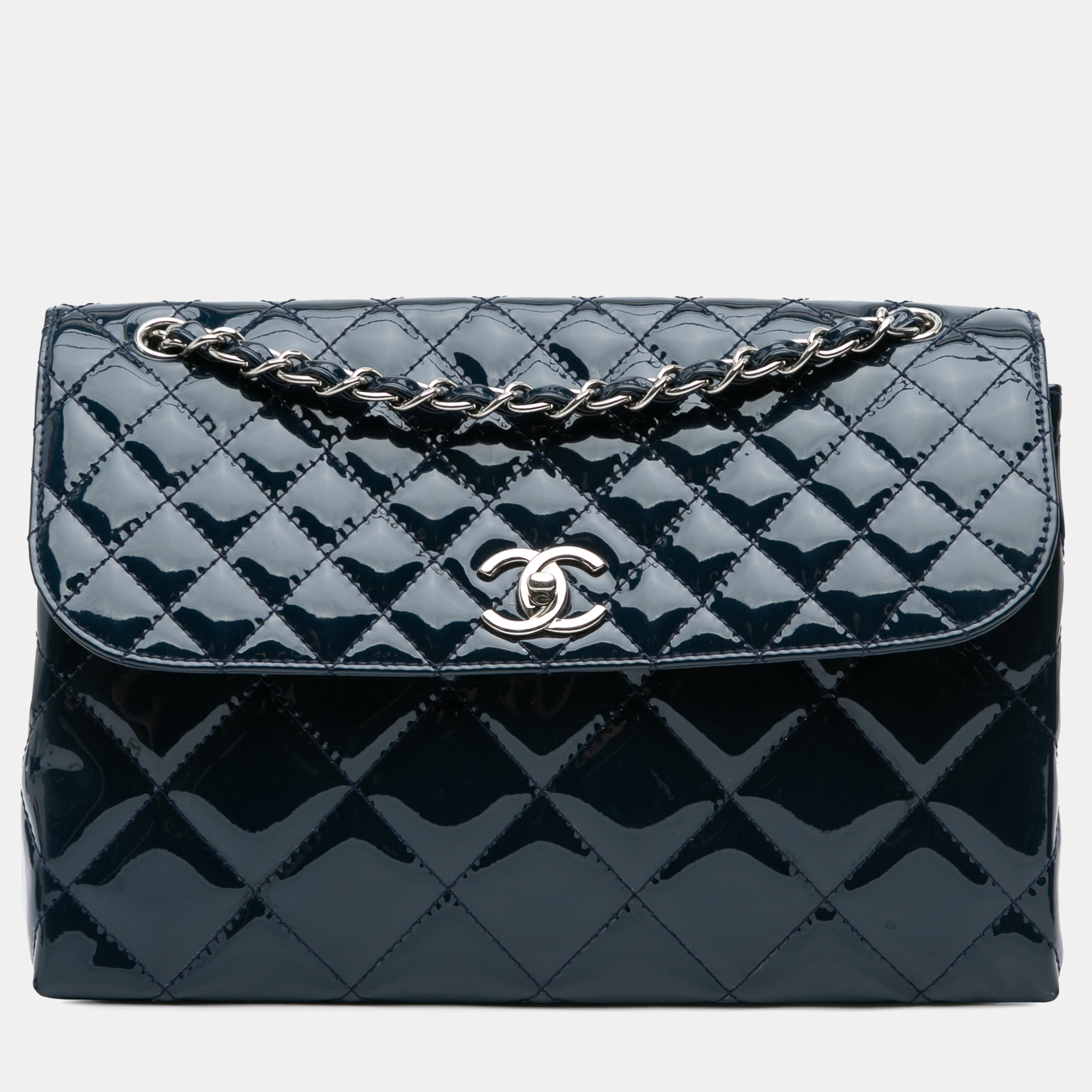 

Chanel Navy Blue Quilted Patent In The Business Flap