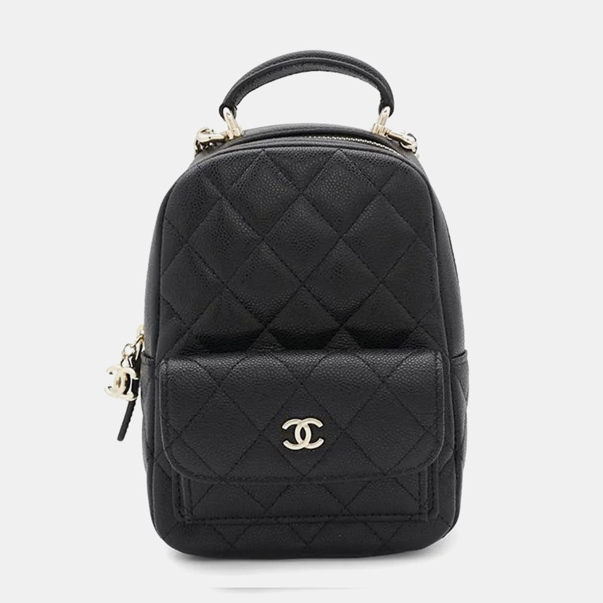 

Chanel Black Matelassé Caviar Leather Mini Backpack