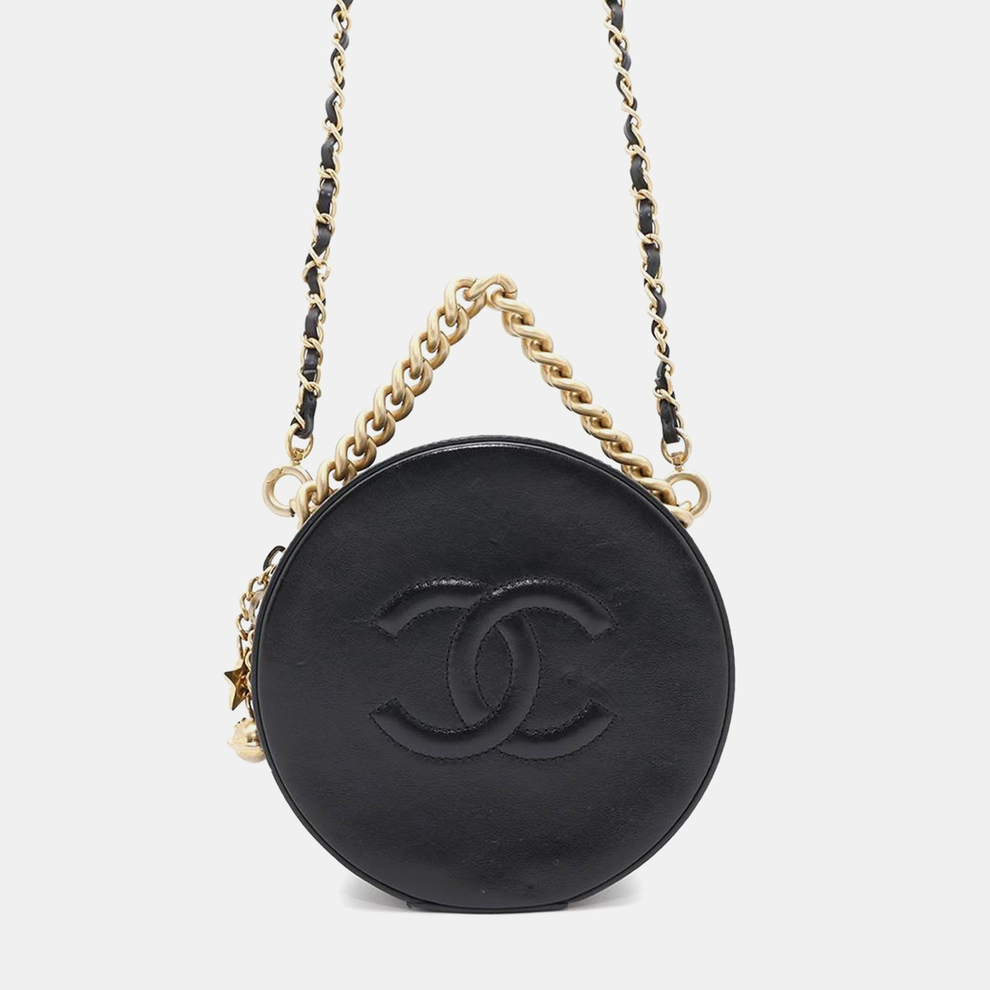 

Chanel Black Leather Cc Logo 2Way shoulder Bag