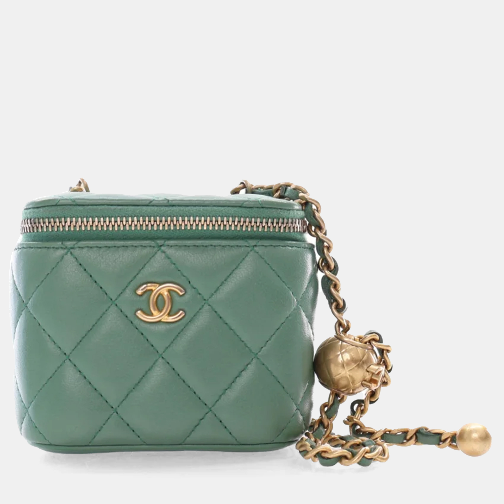

Chanel Green Lambskin Mini Pearl Crush Vanity