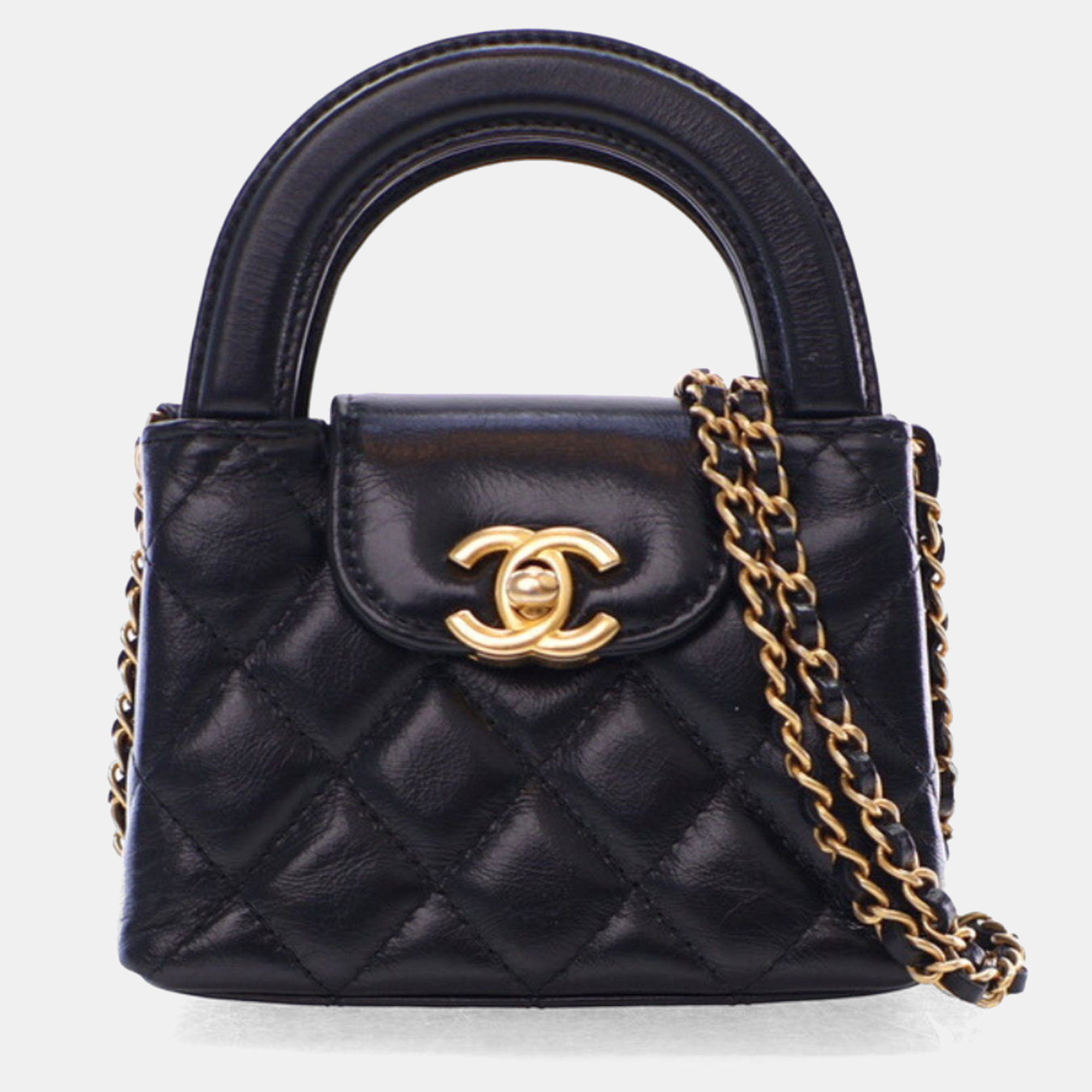 

Chanel Black Crinkled Lambskin Mini Nano Kelly Shopper