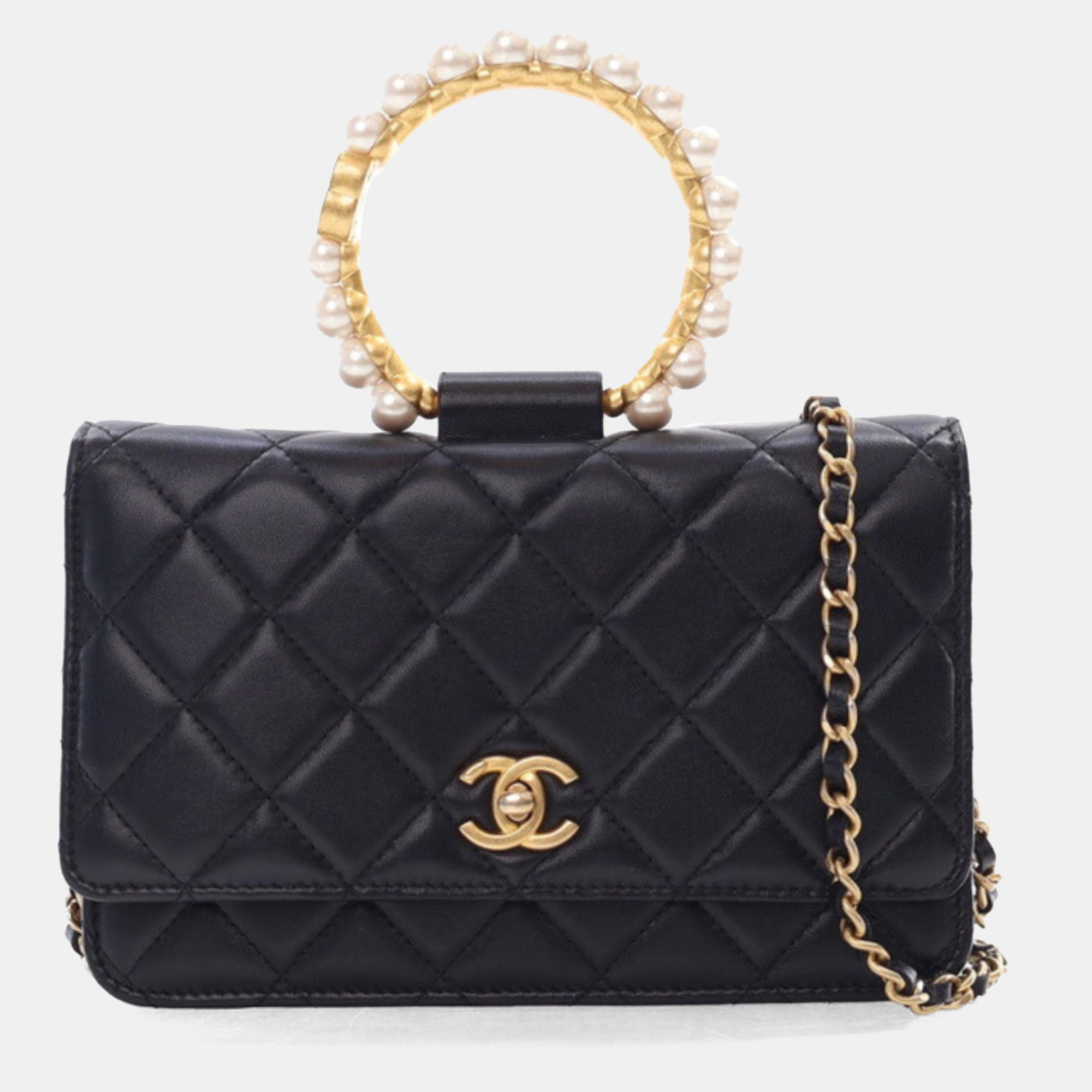 

Chanel Black Lambskin Pearl Crown Wallet On Chain (WOC)
