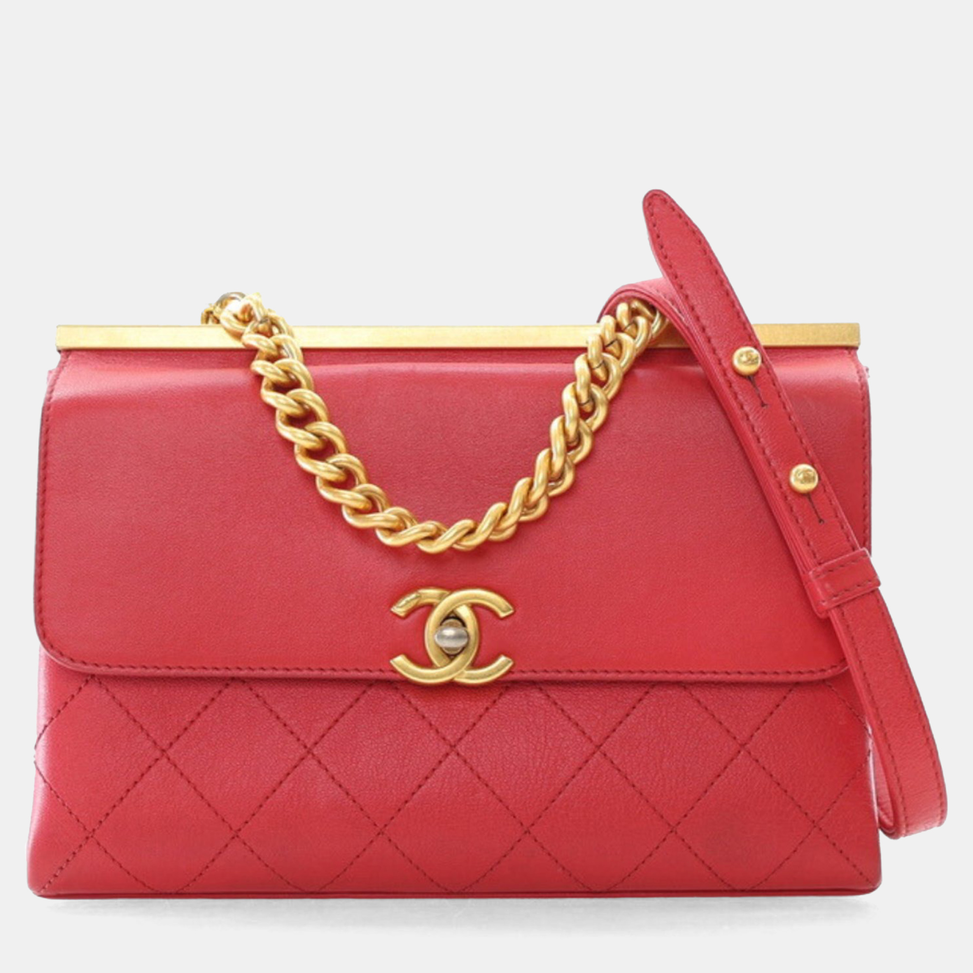 

Chanel Red Lambskin Coco Luxe Small Flap Bag