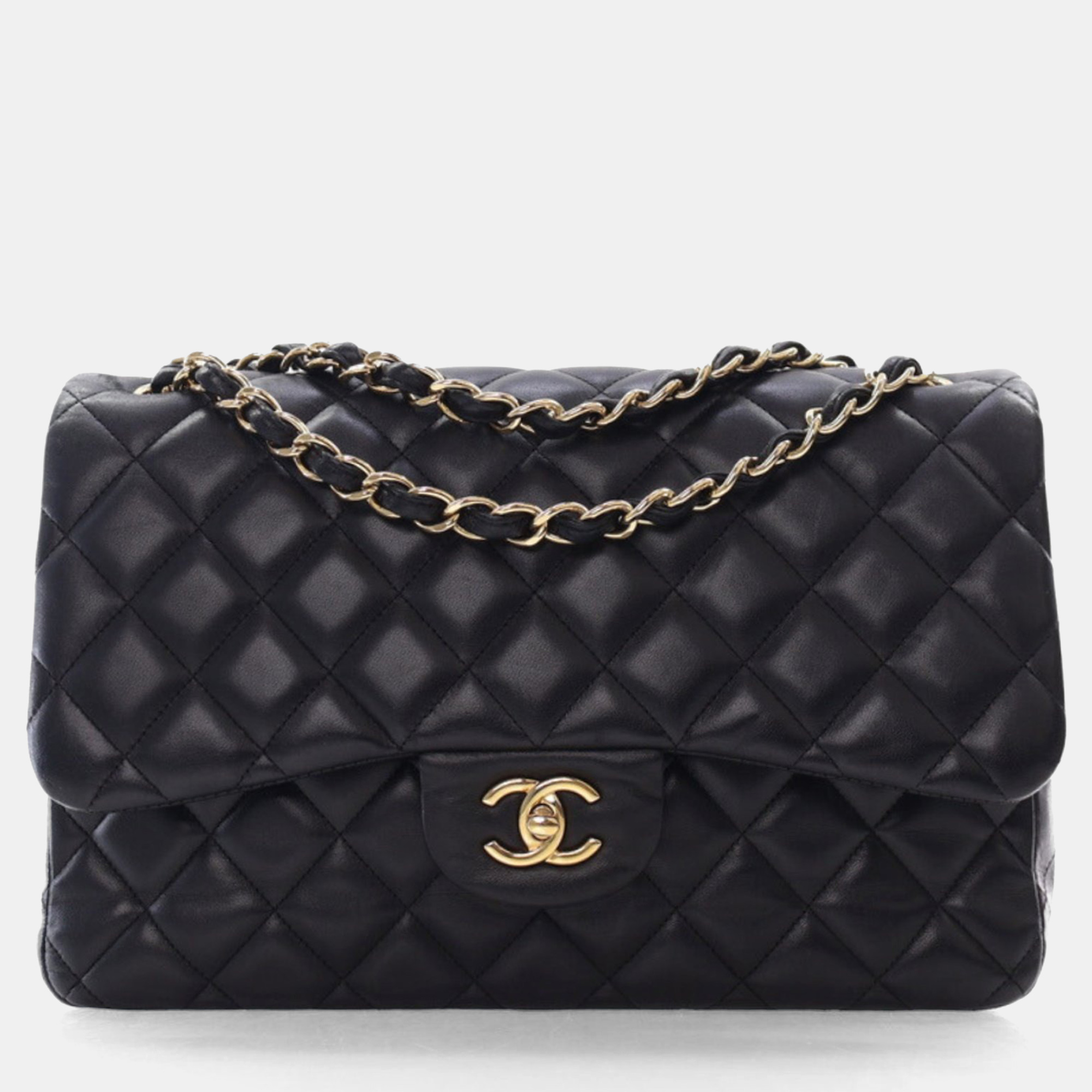 

Chanel Black Lambskin Classic Jumbo Double Flap Bag