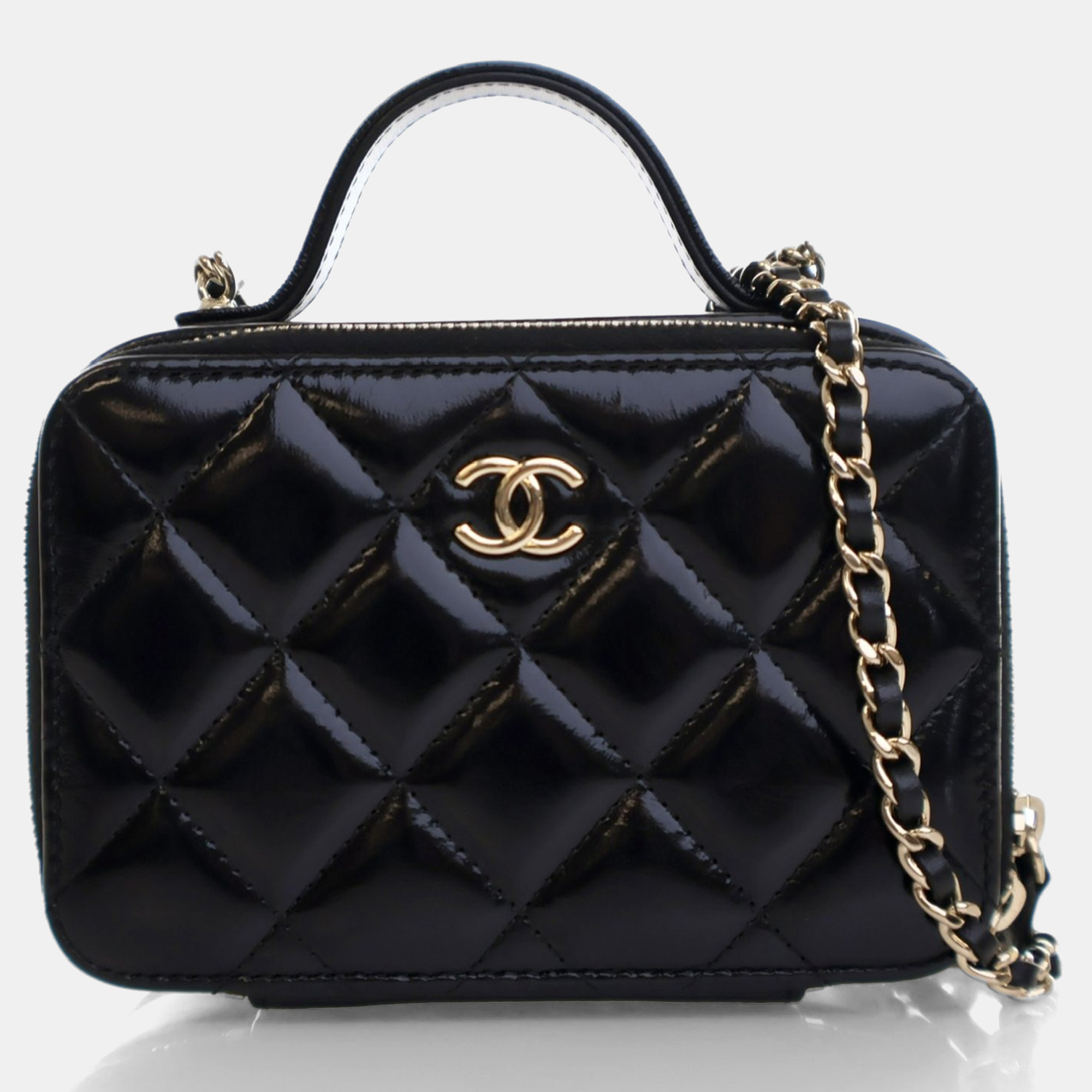 

Chanel Black Glazed Calfskin Small Top Handle Vanity Case
