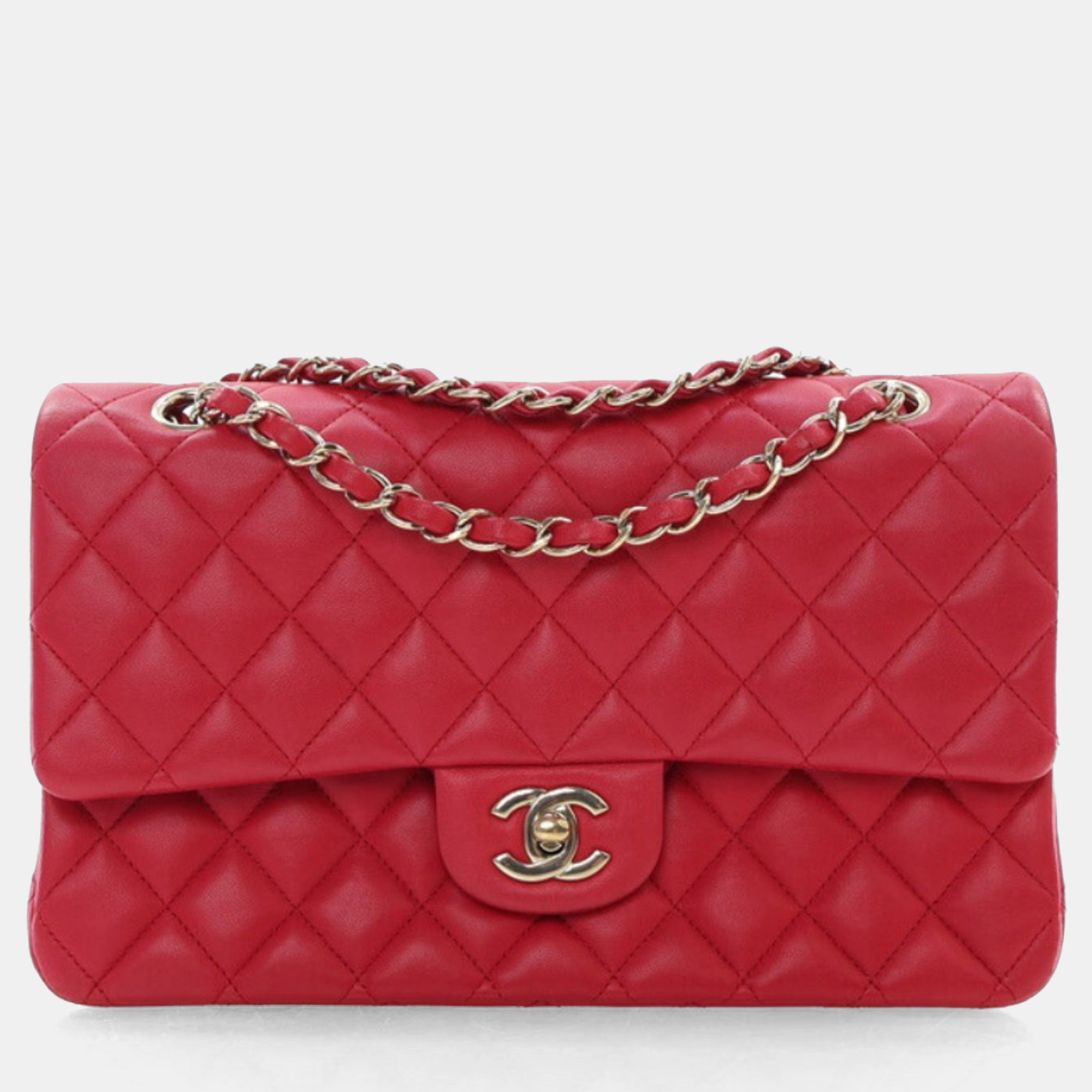 

Chanel Red Lambskin Classic Medium Double Flap Bag