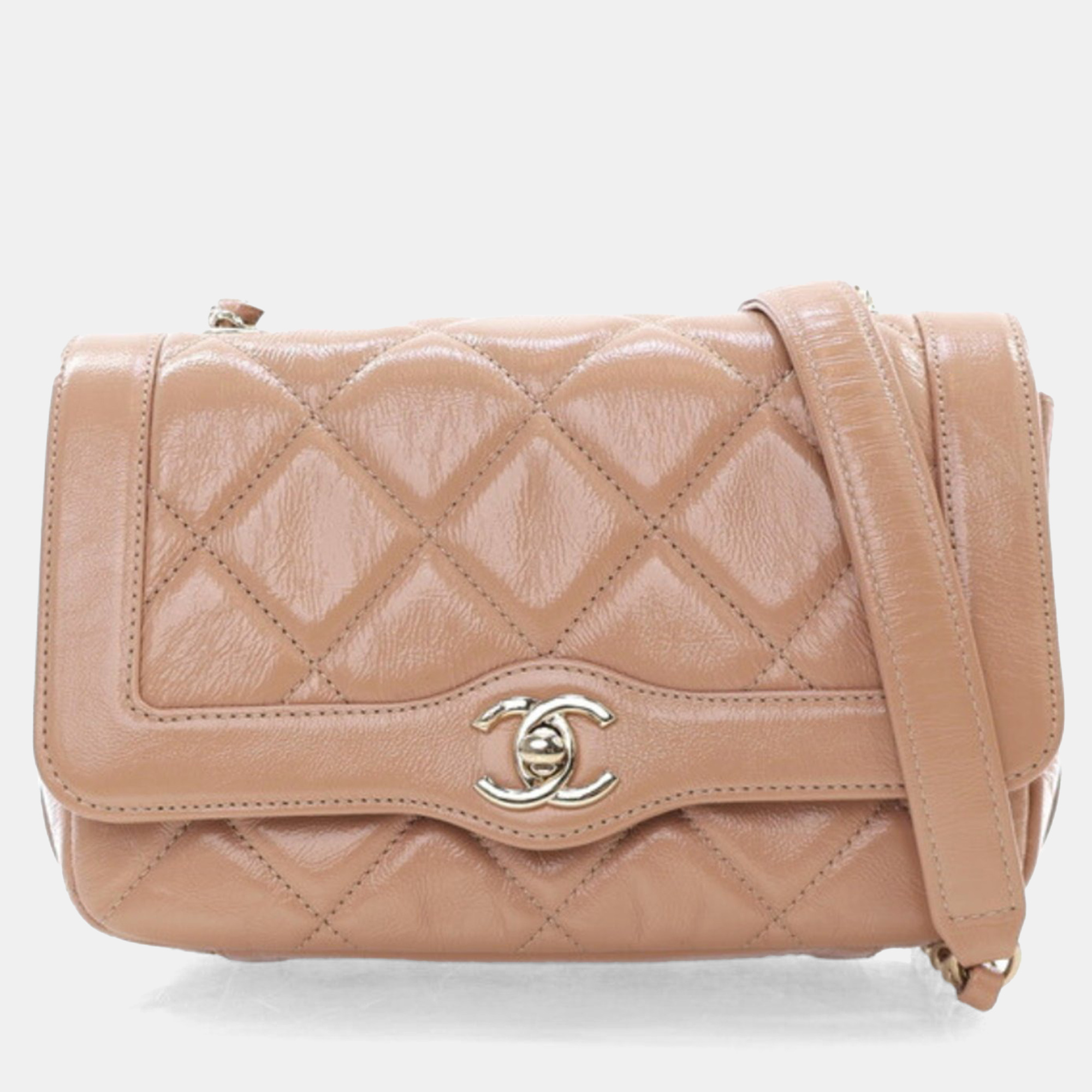 

Chanel Beige Shiny Calfskin Hold The Line Mini Flap Bag