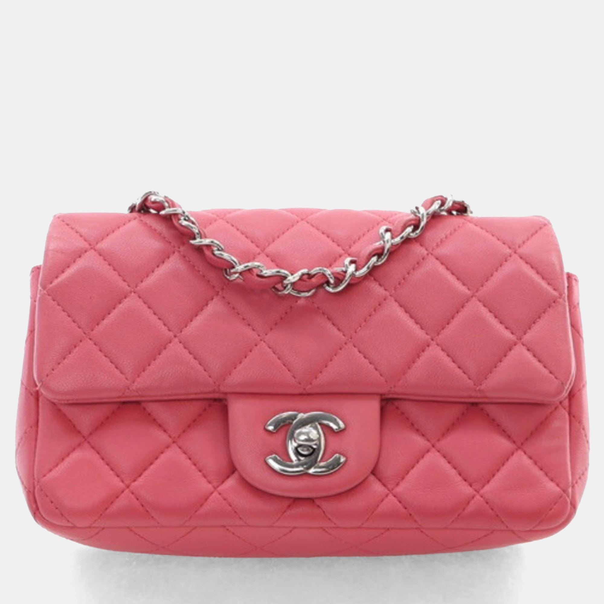

Chanel Pink Lambskin Rectangular Classic Mini Flap Bag