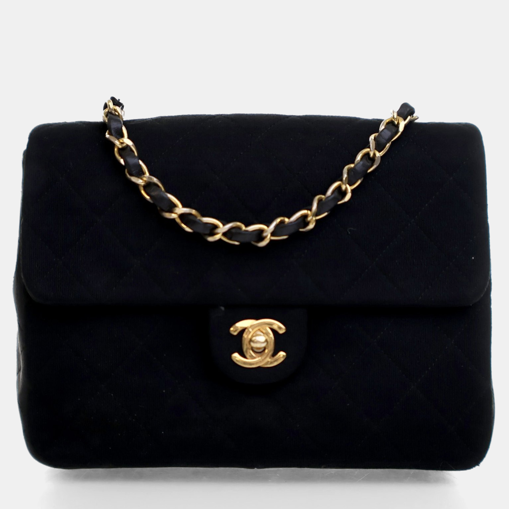 

Chanel Black Calfskin Square Vintage Single Flap Bag