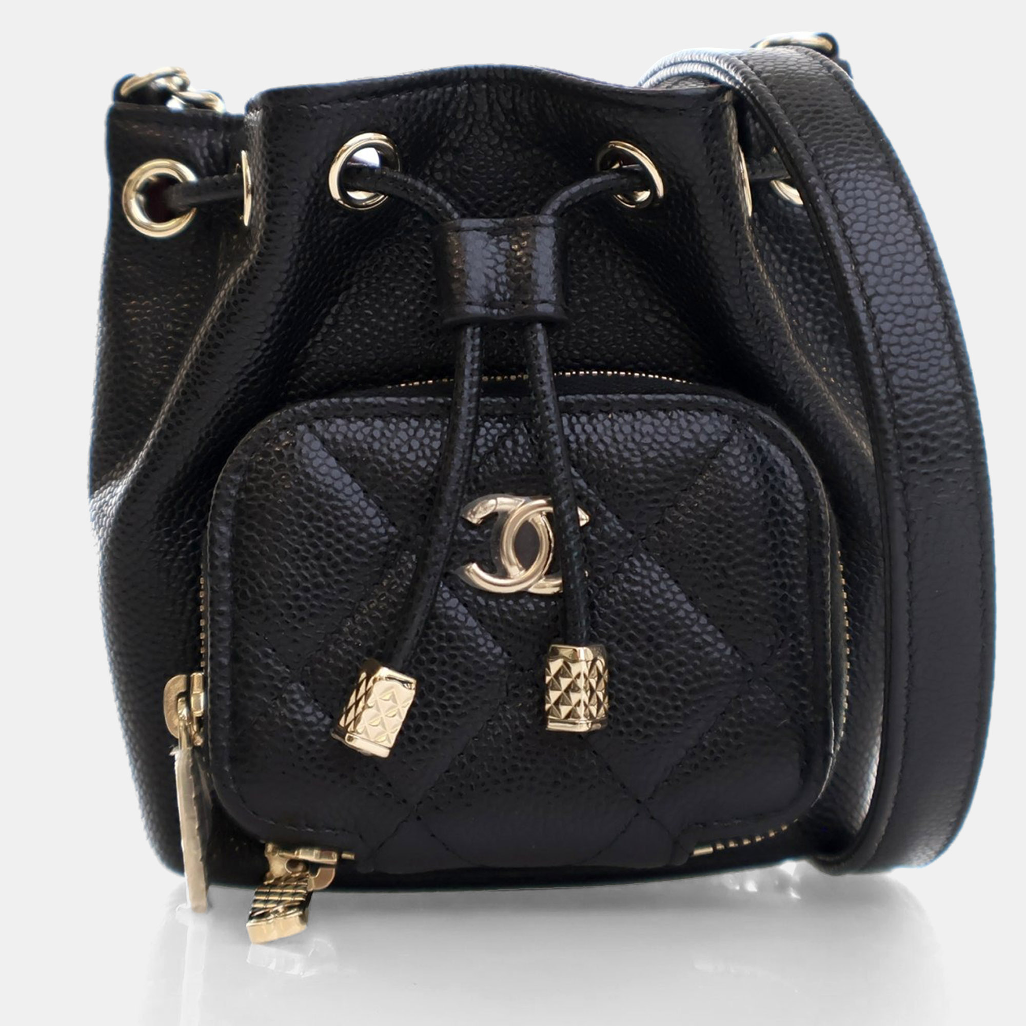 

Chanel Black Caviar Nano Bucket Bag