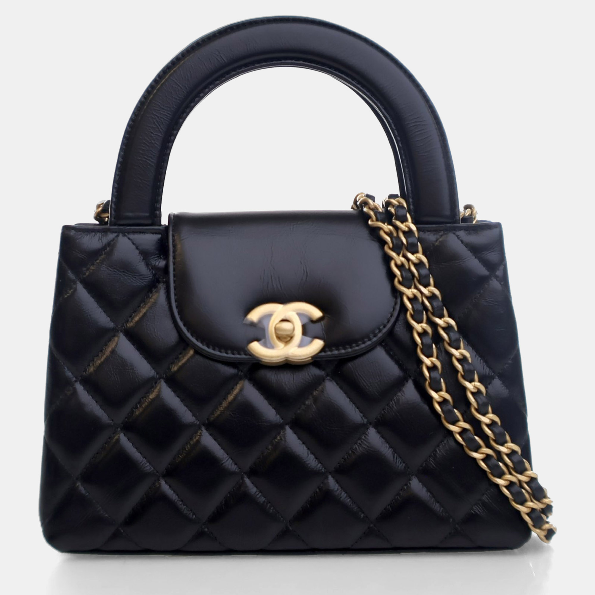 

Chanel Black Crinkled Calfskin Nano Kelly Shopper