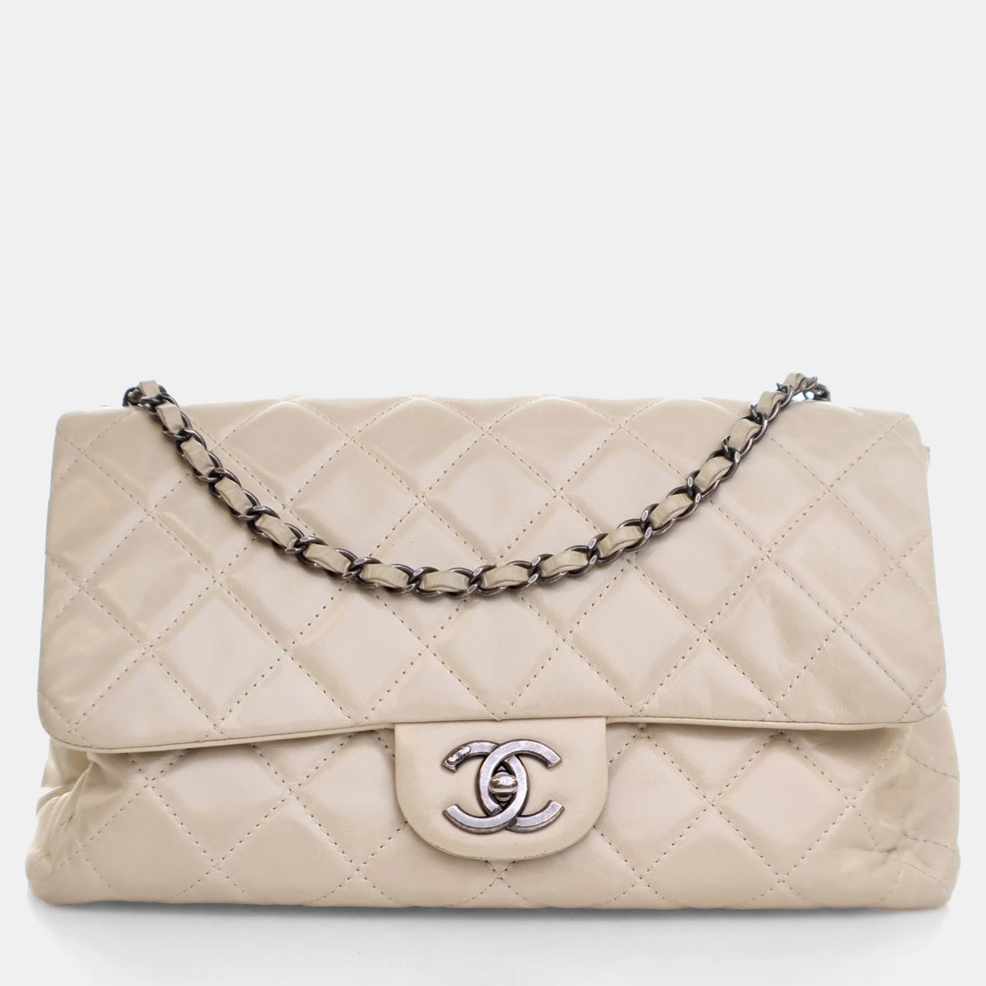 

Chanel Beige Calfskin Quilted Easy Flap Bag