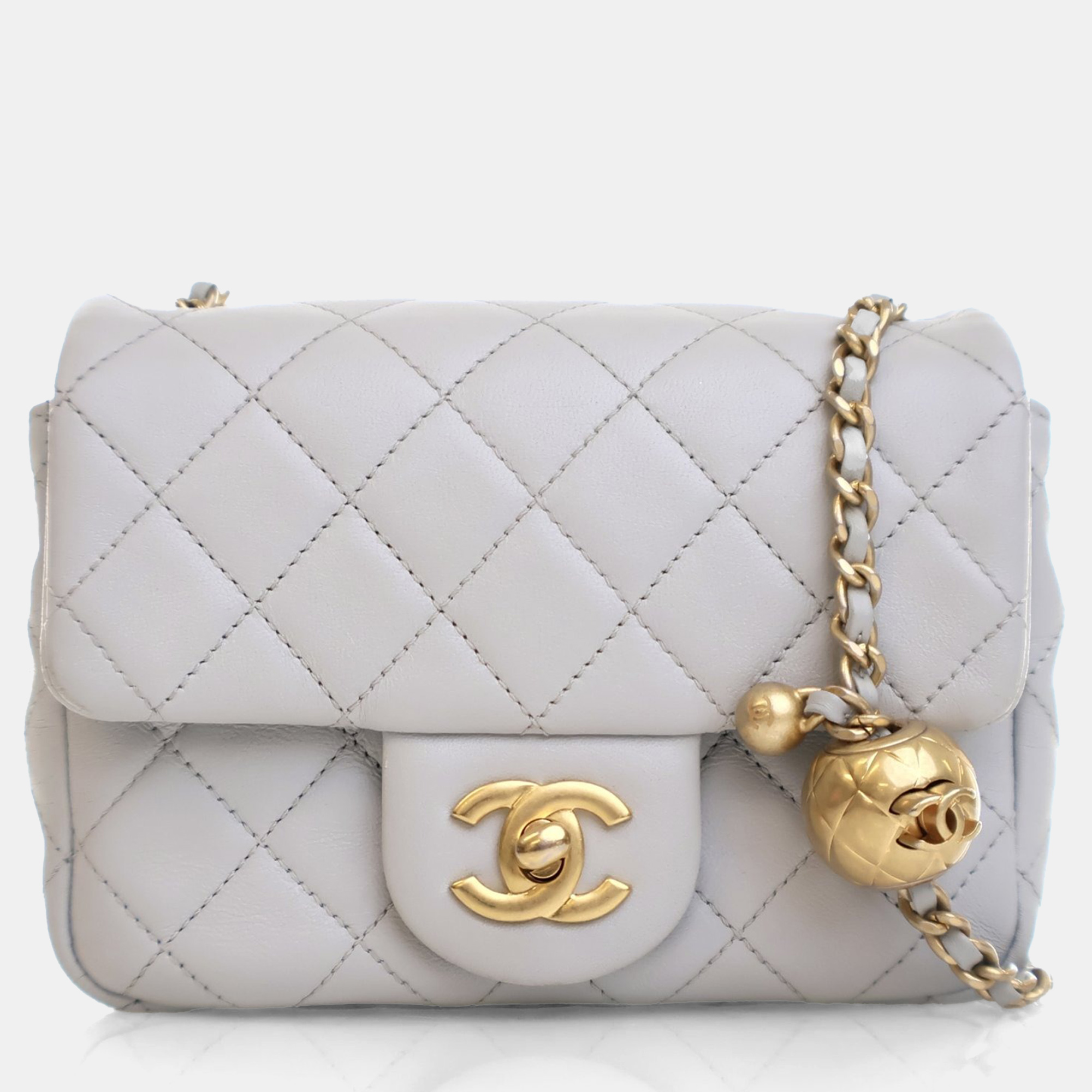 

Chanel Grey Lambskin Square Pearl Crush Mini Flap Bag