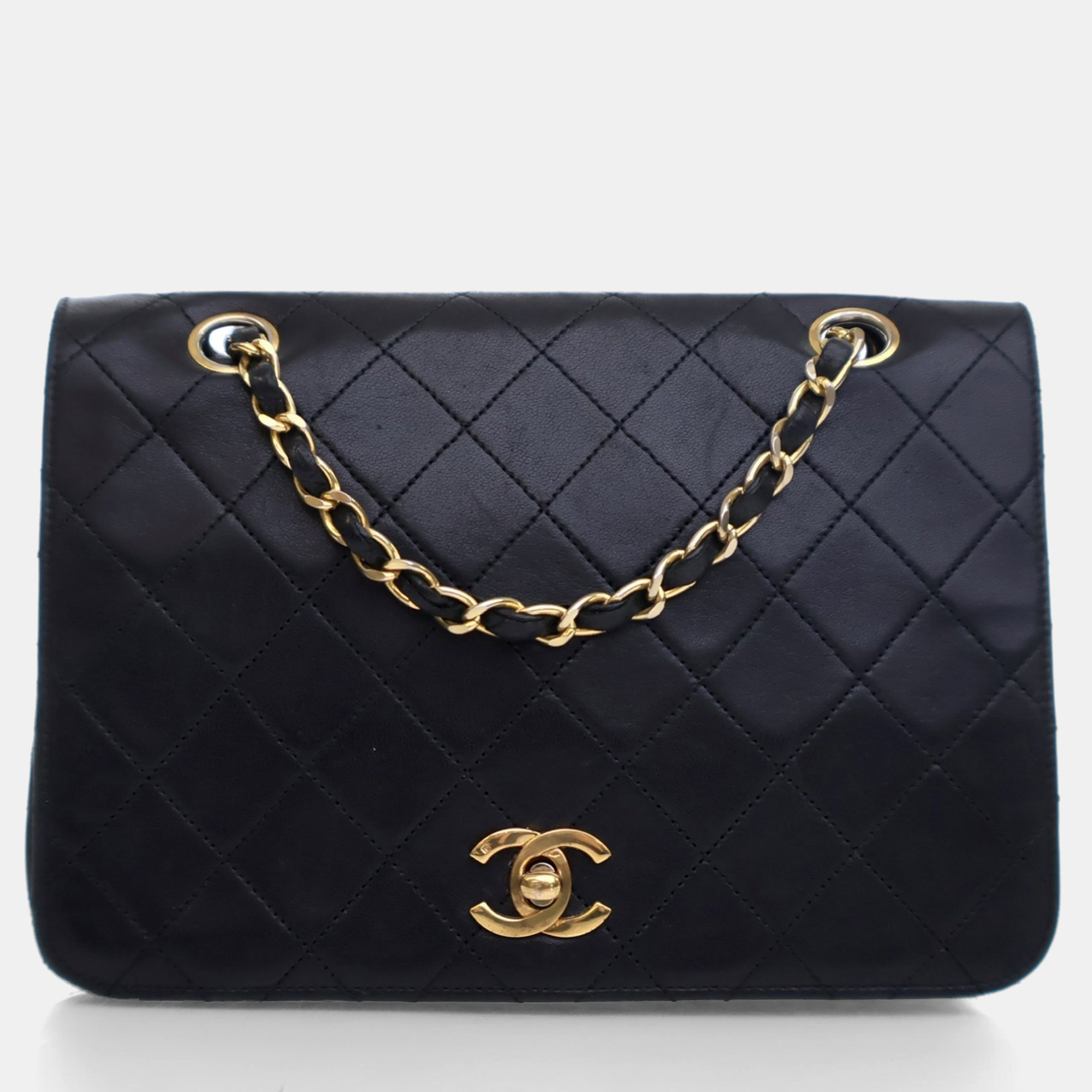 

Chanel Black Lambskin Vintage Small Full Flap Bag