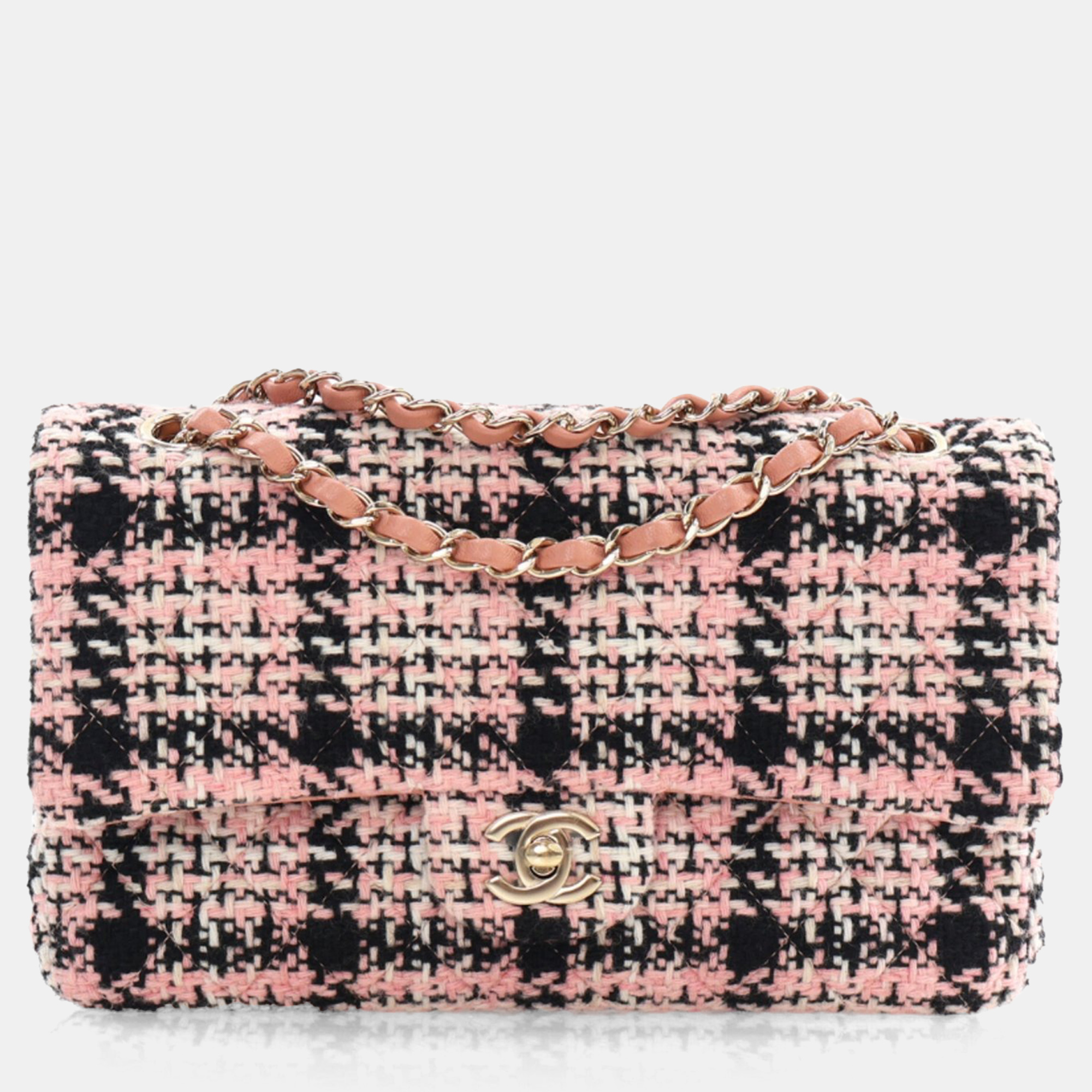 

Chanel Pink Tweed Classic Medium Double Flap Bag