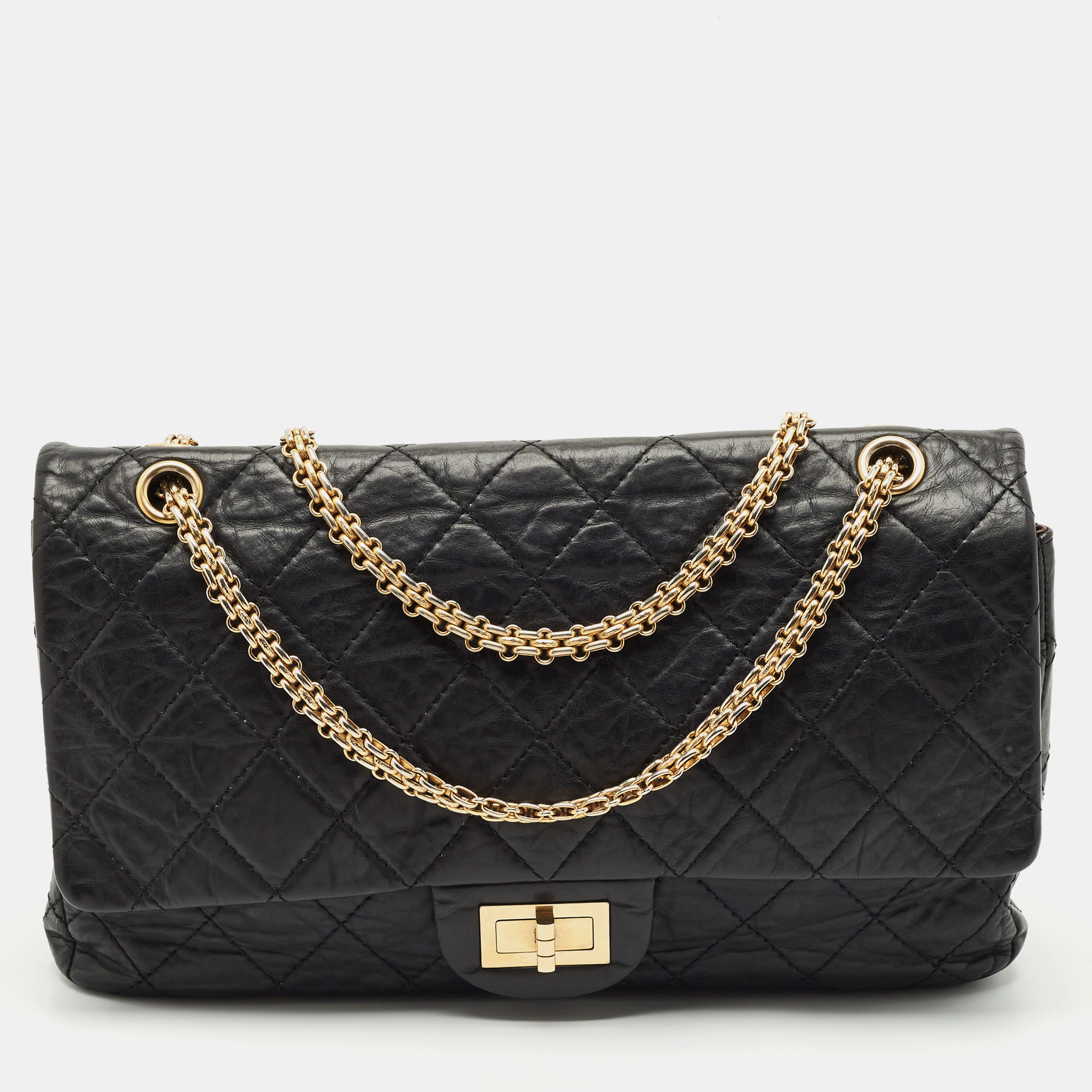 

Chanel Black Quilted Aged Leather 227 Reissue 2.55 Flap Bag