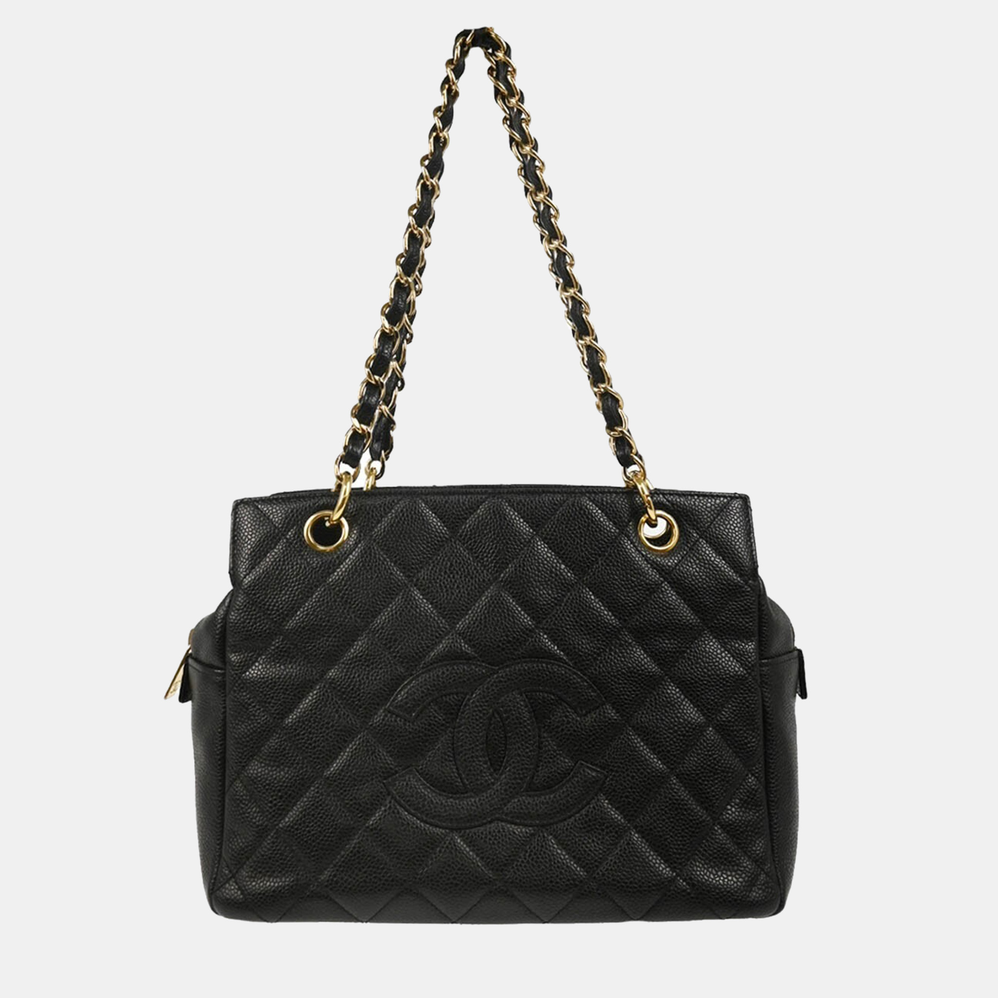 

Chanel Black Calfskin Petite Timeless Tote PTT Chain Handbag