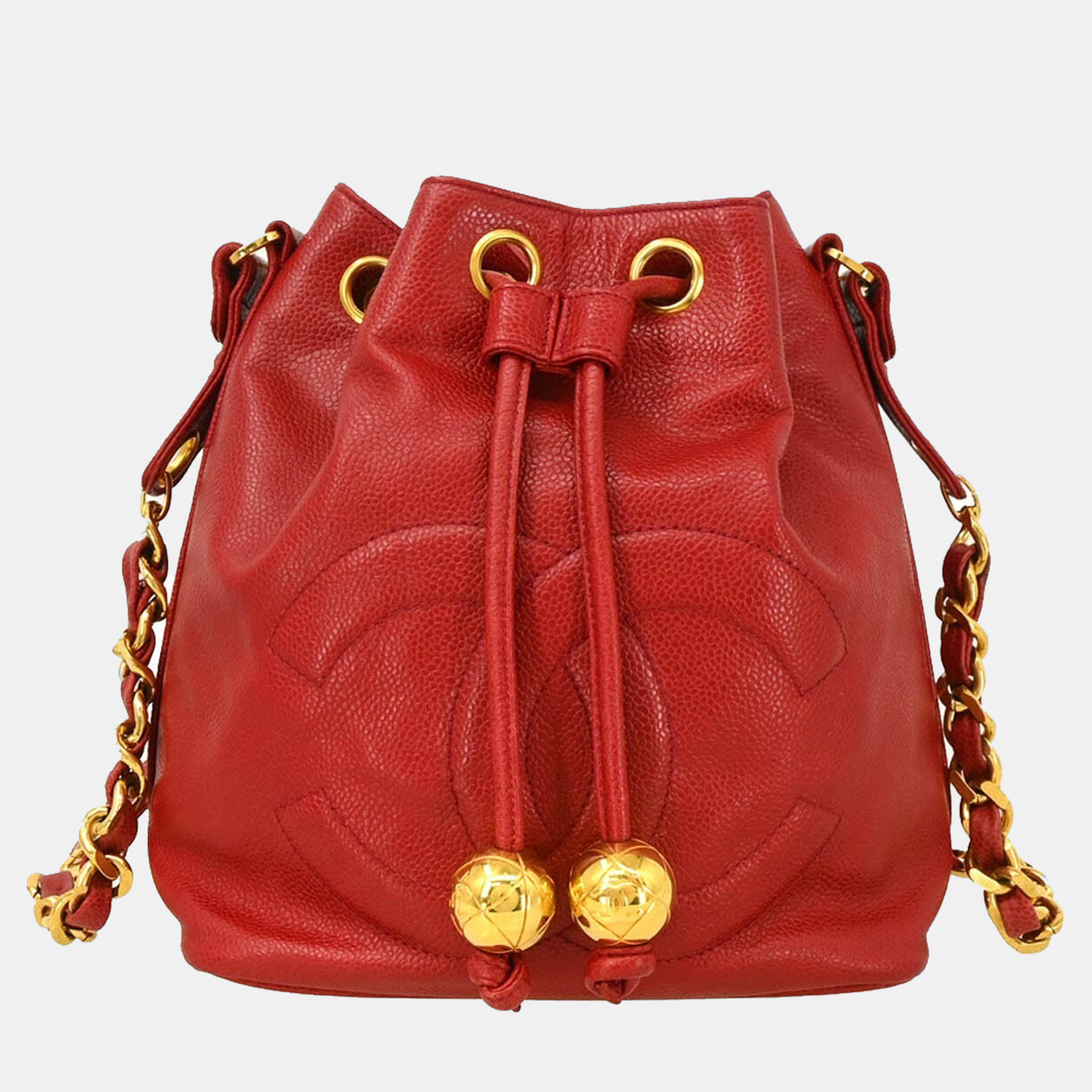 

Chanel Red Calfskin Bucket Shoulder Bag