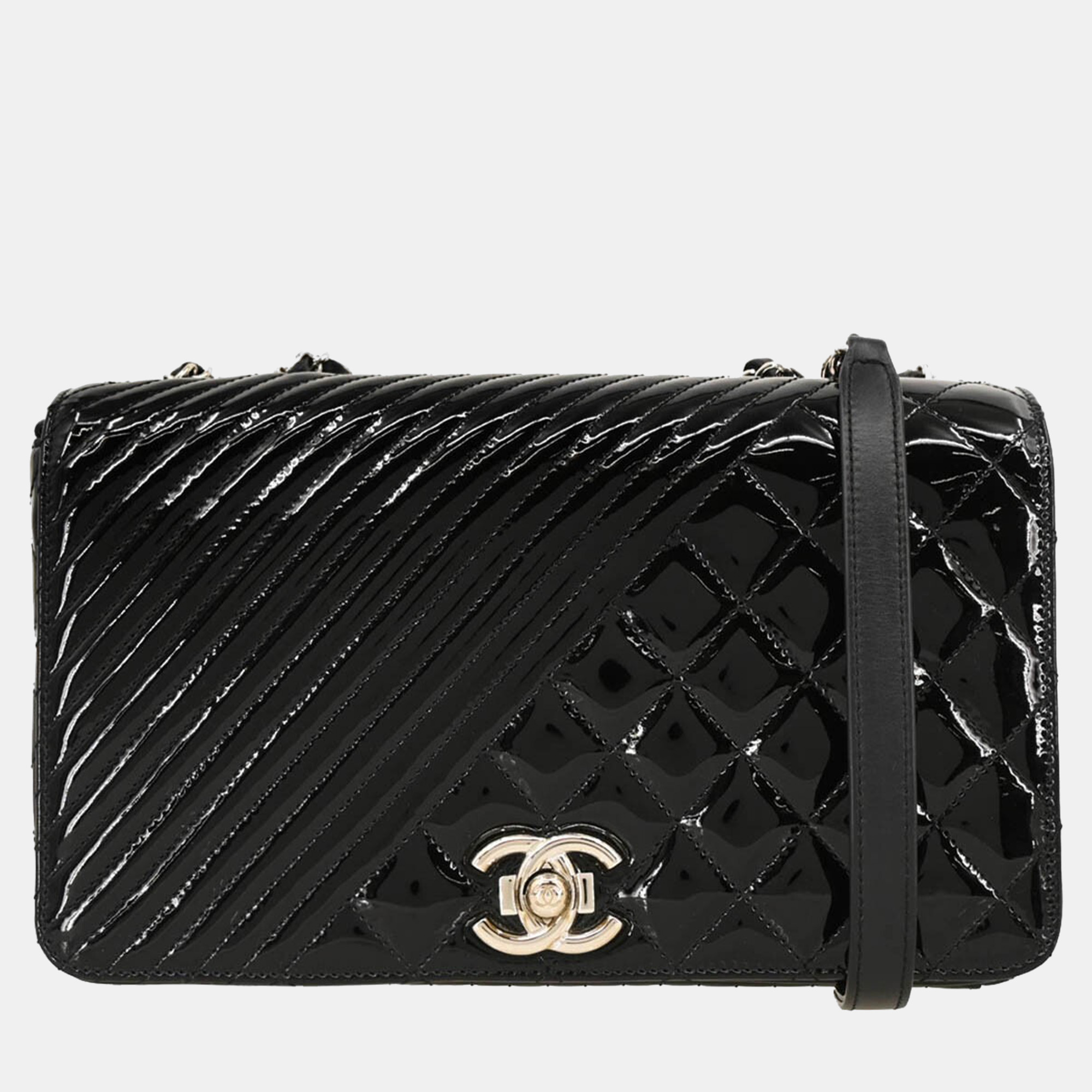

Chanel Black Patent Leather Coco Boy Shoulder Bag