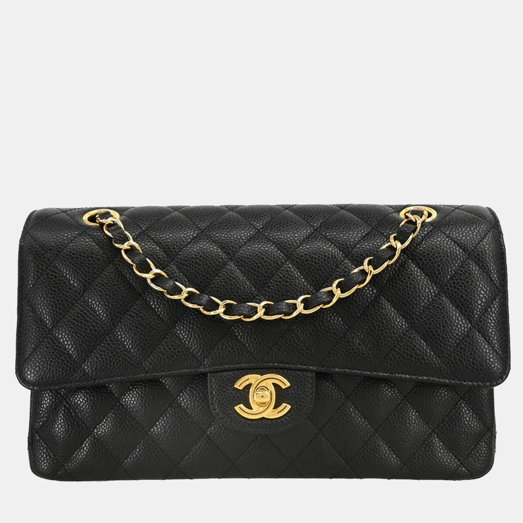 

Chanel Black Calfskin Medium Classic Double Flap Shoulder Bag
