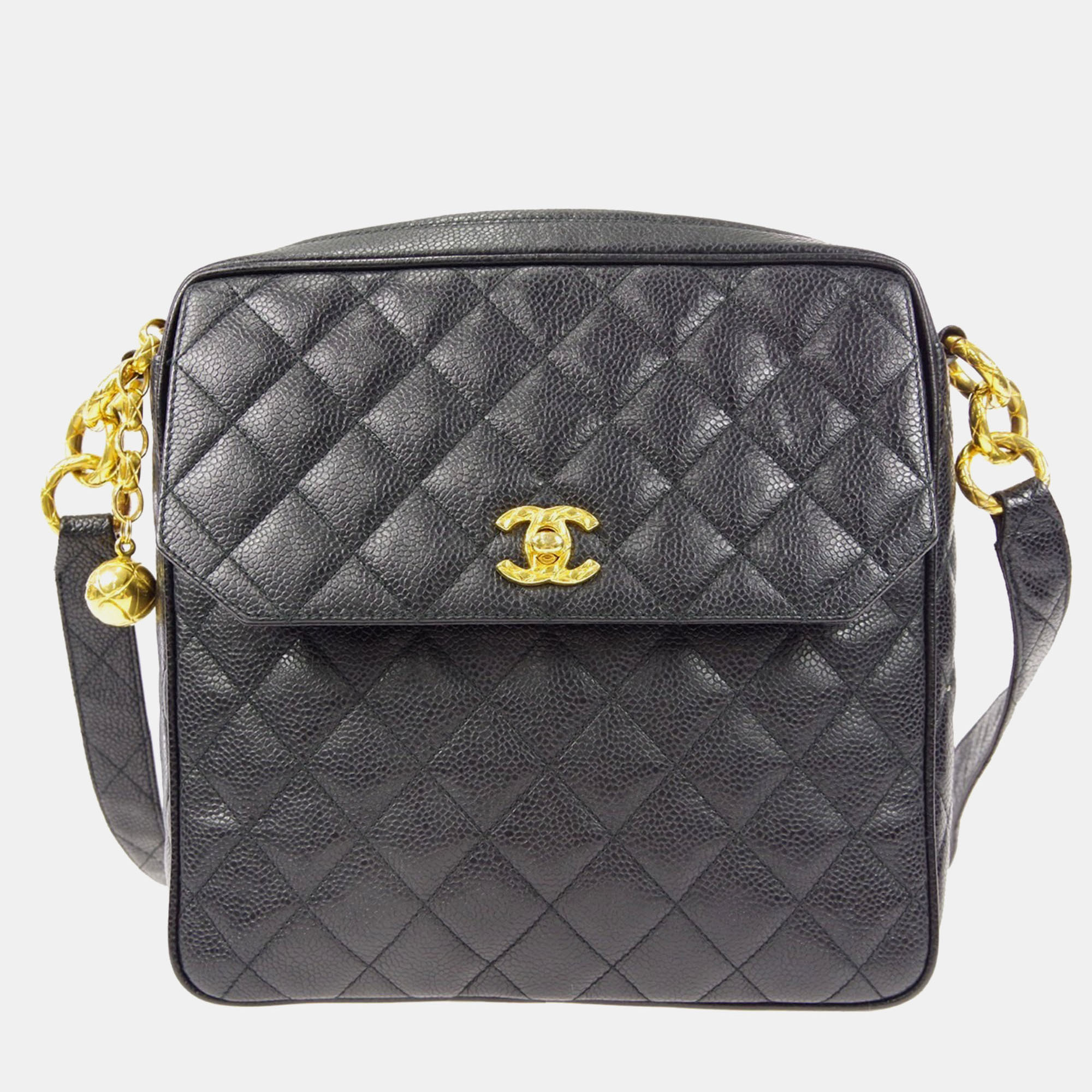 

Chanel Black Calfskin Crossbody Flap Shoulder Bag