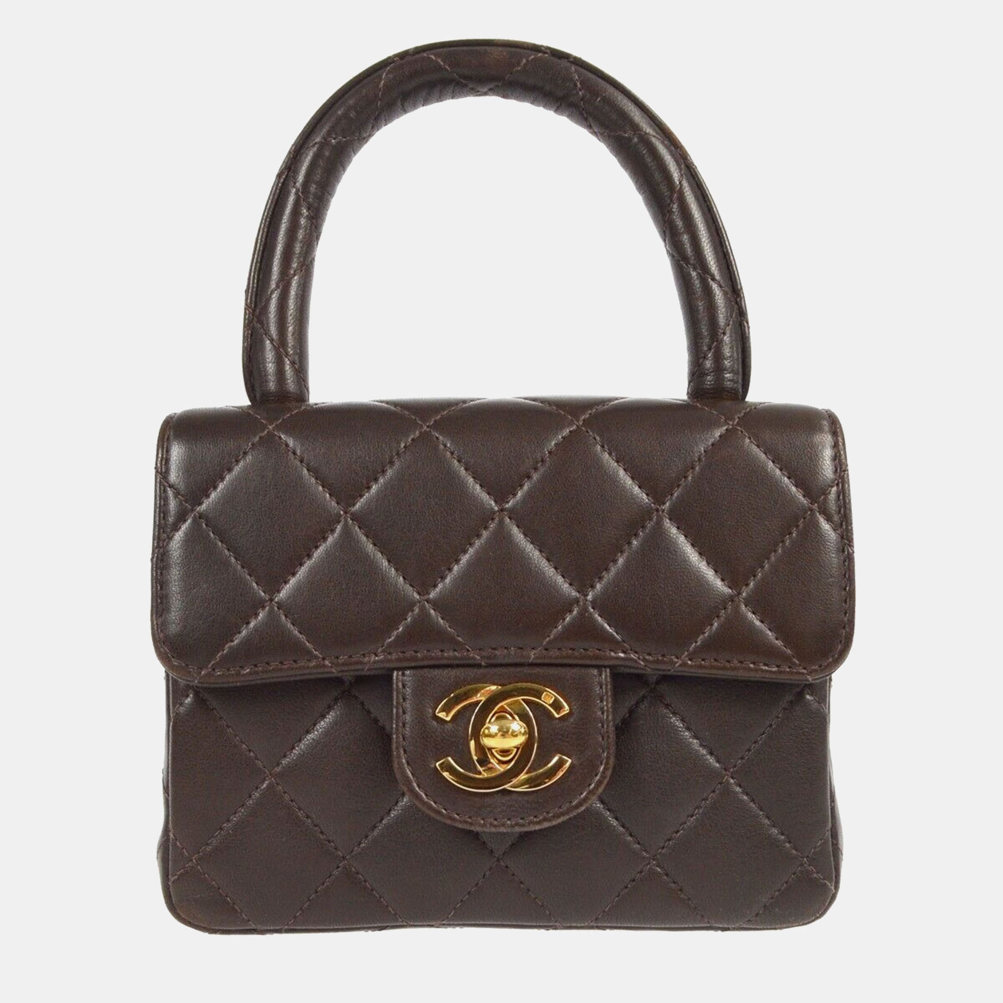 

Chanel Brown Lambskin Mini Square Handbag