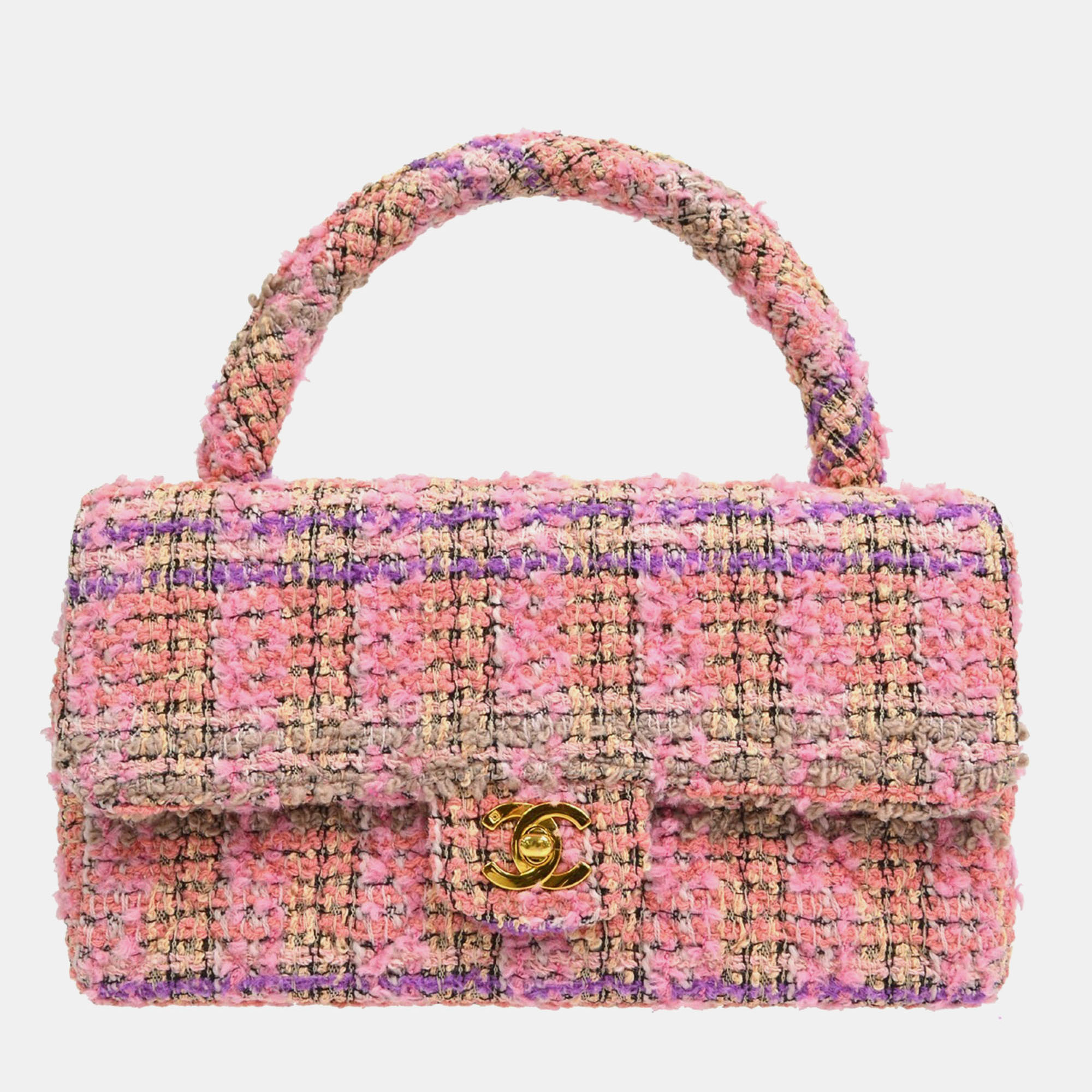 

Chanel Pink Tweed Top Handle Handbag