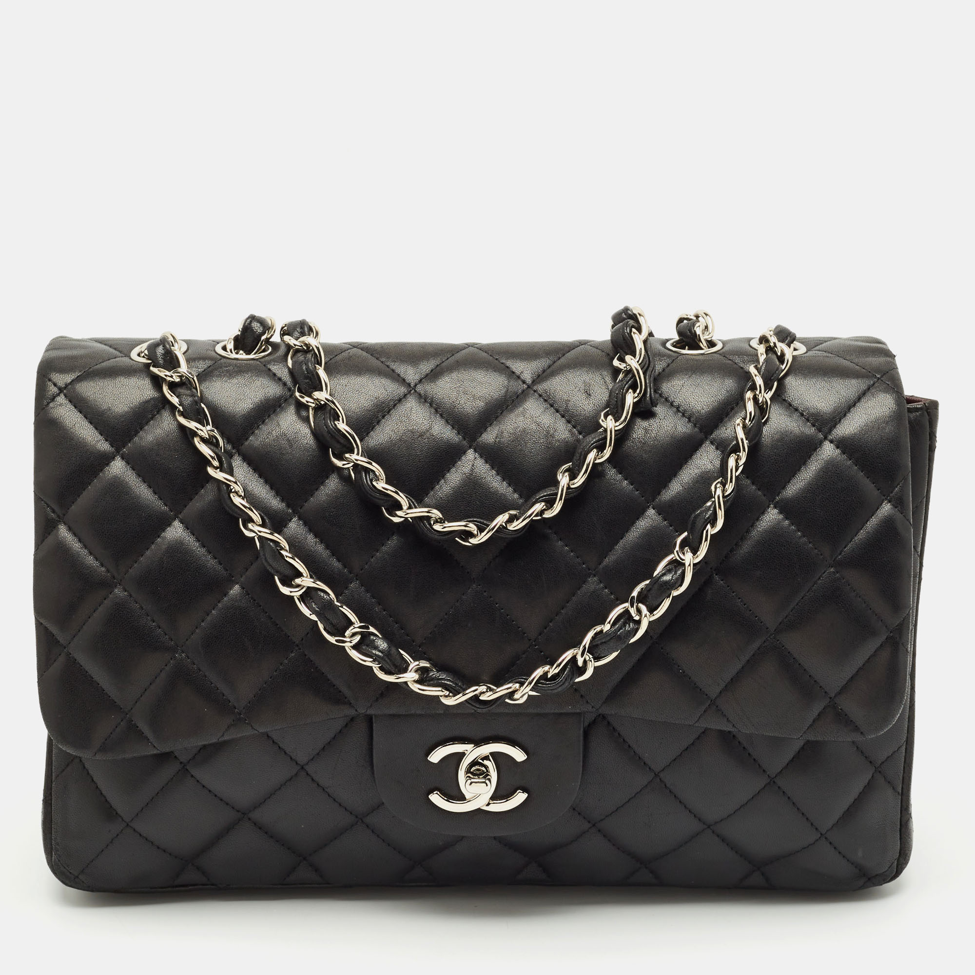 

Chanel Black Quilted Leather Jumbo Classic Single Flap Bag