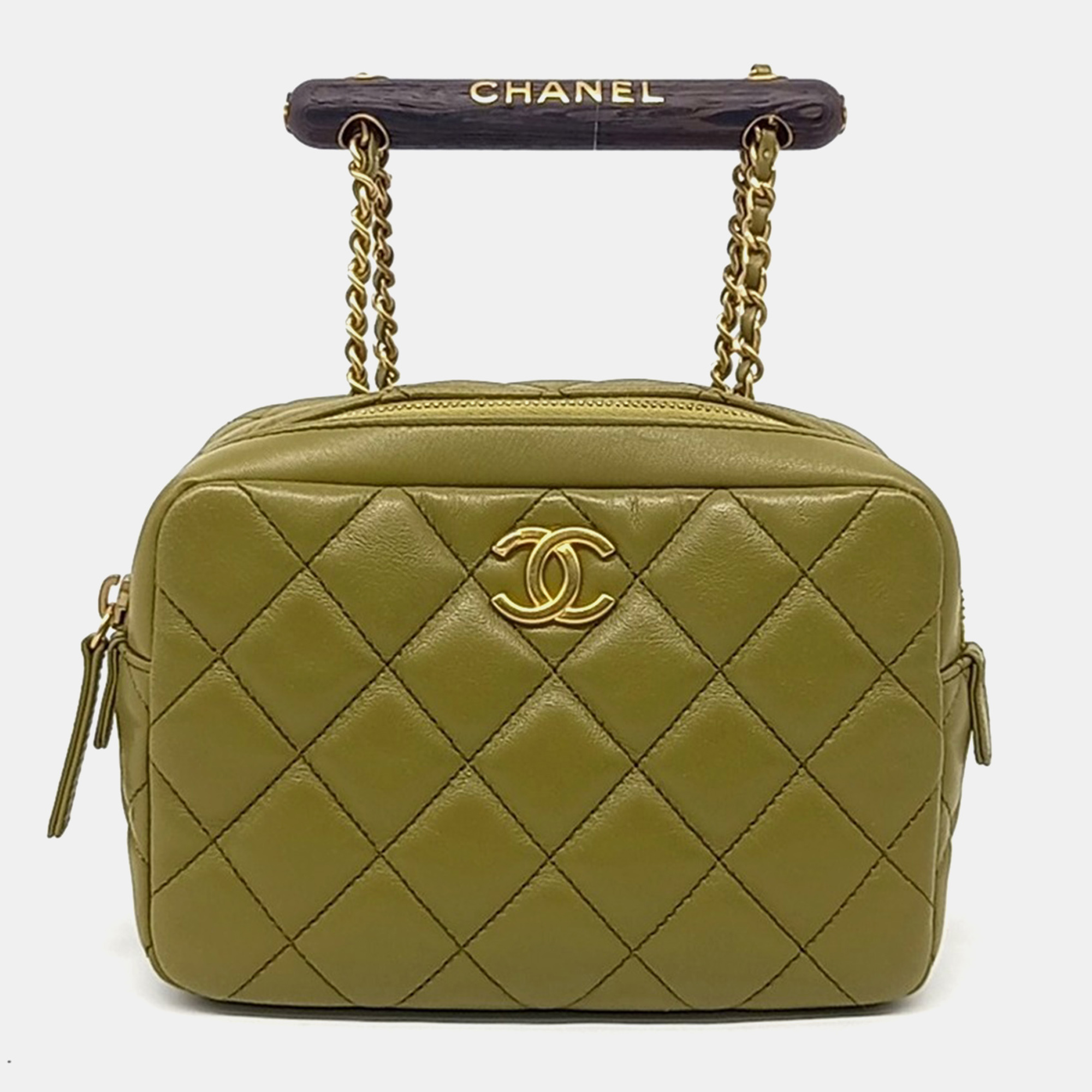 

Chanel Green Leather Mini Bowling Bag