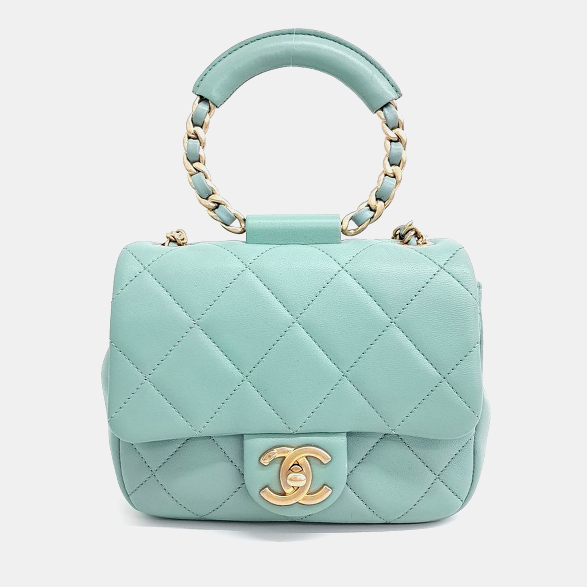 

Chanel Blue Leather round top handle shoulder bag