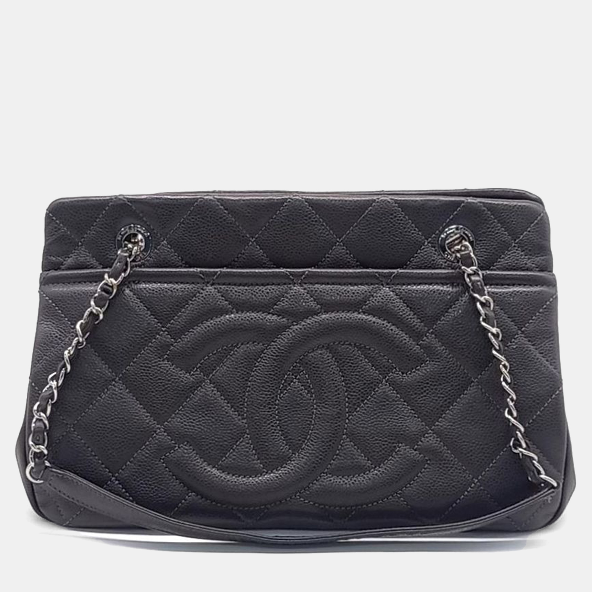 

Chanel Grey Leather Caviar Timeless CC Shoulder Bag
