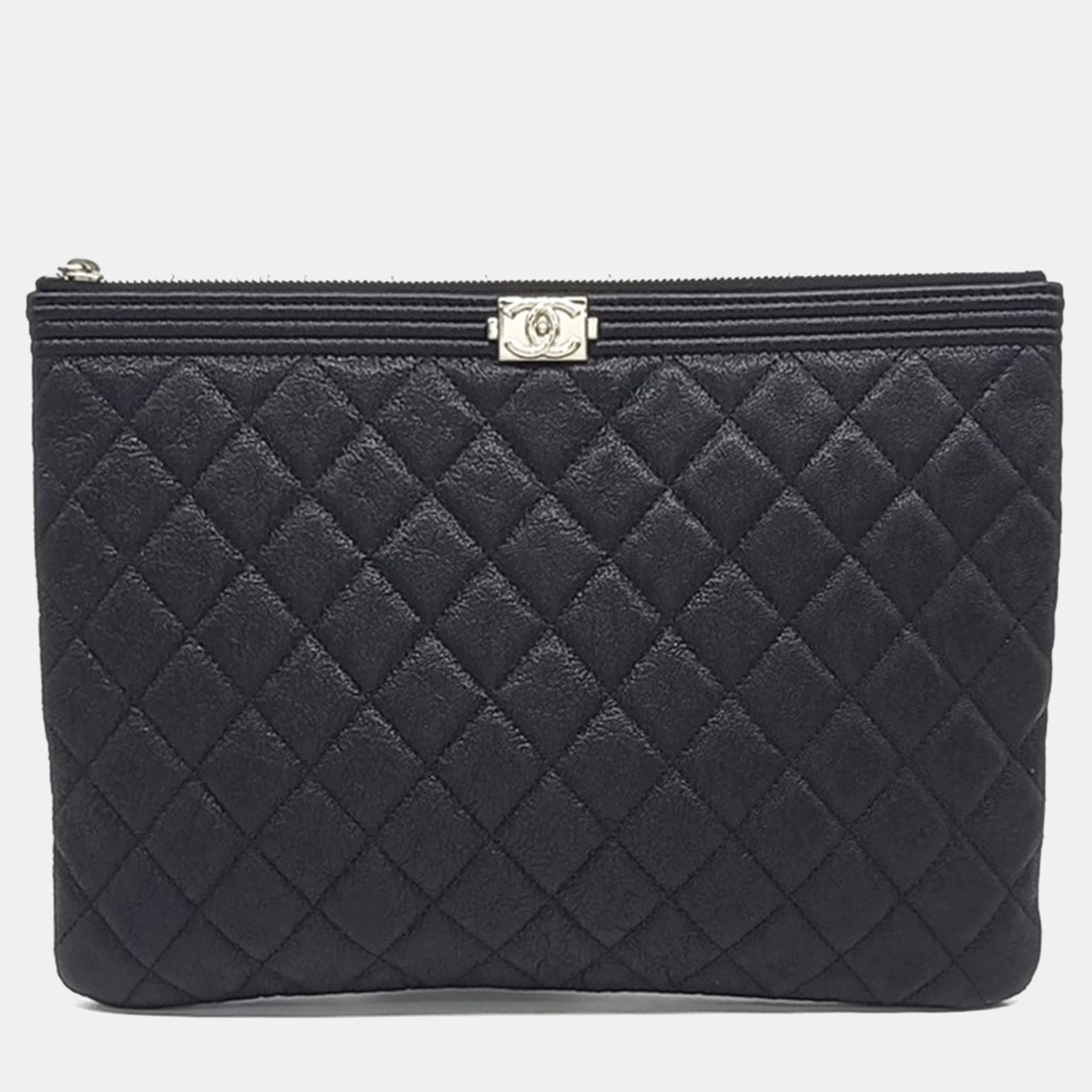 

Chanel Black Leather Caviar Boy Clutch New Medium