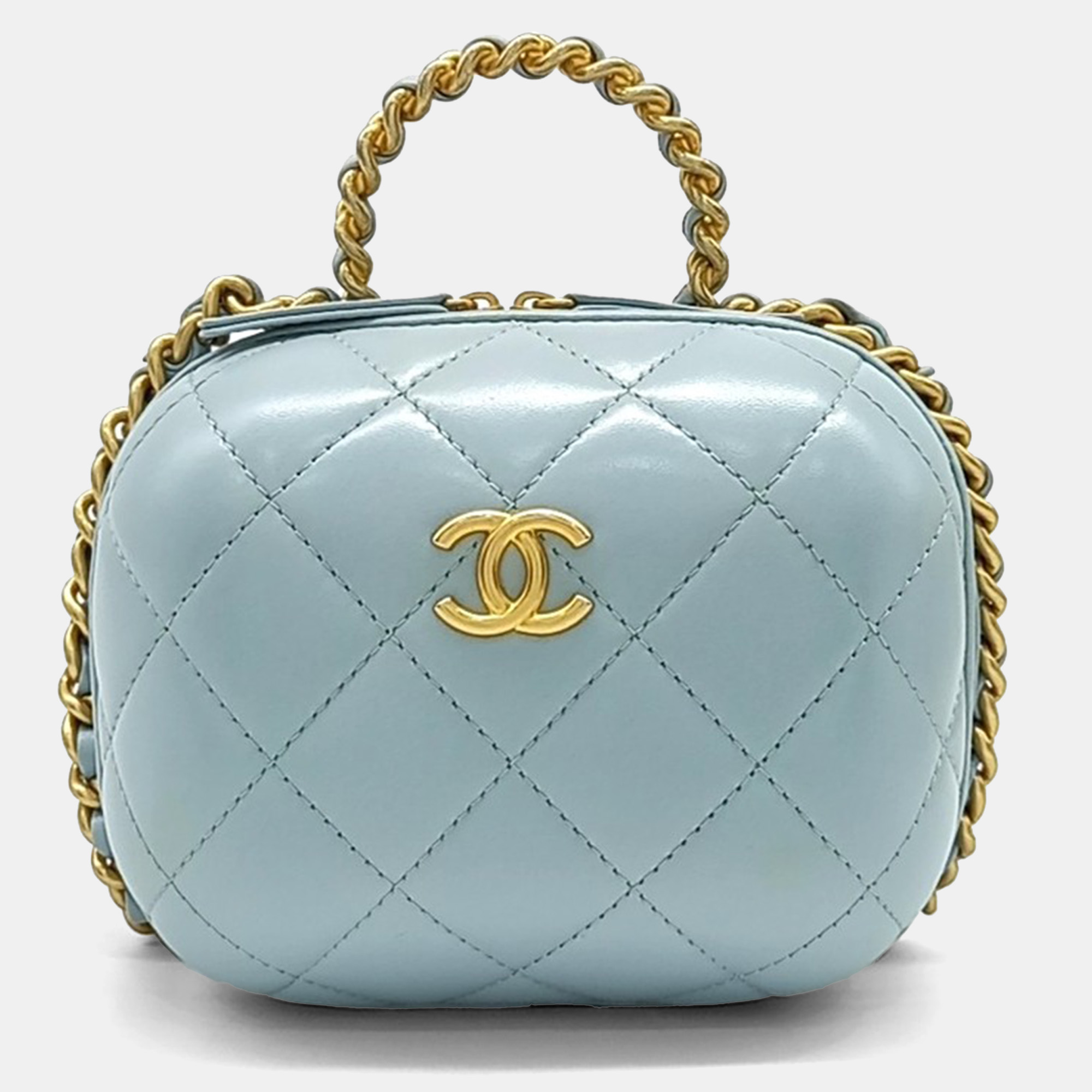 

Chanel Blue Leather Cosmetic Top Handle Crossbody Bag