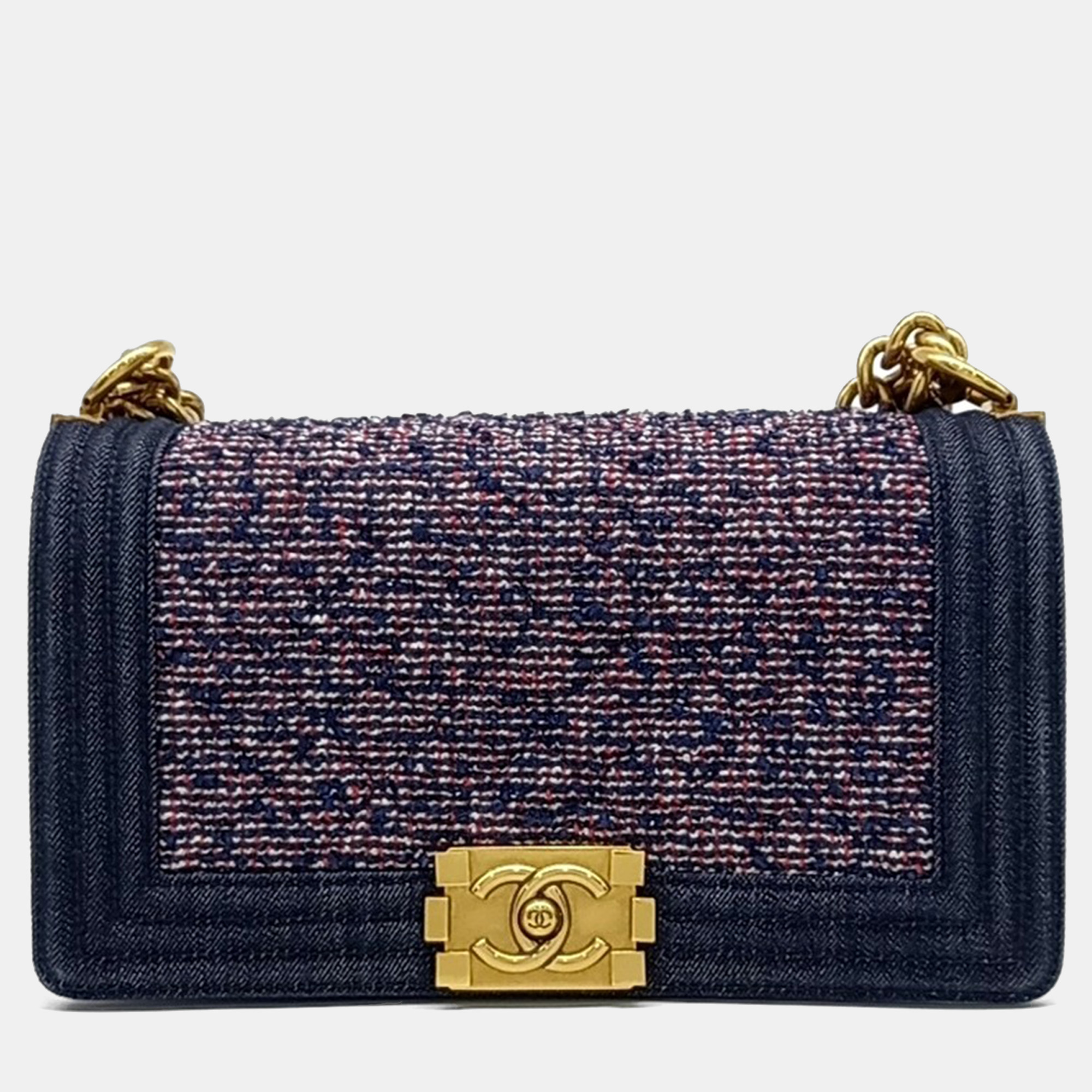 

Chanel Multicolor Denim Tweed and Leather medium Boy Bag