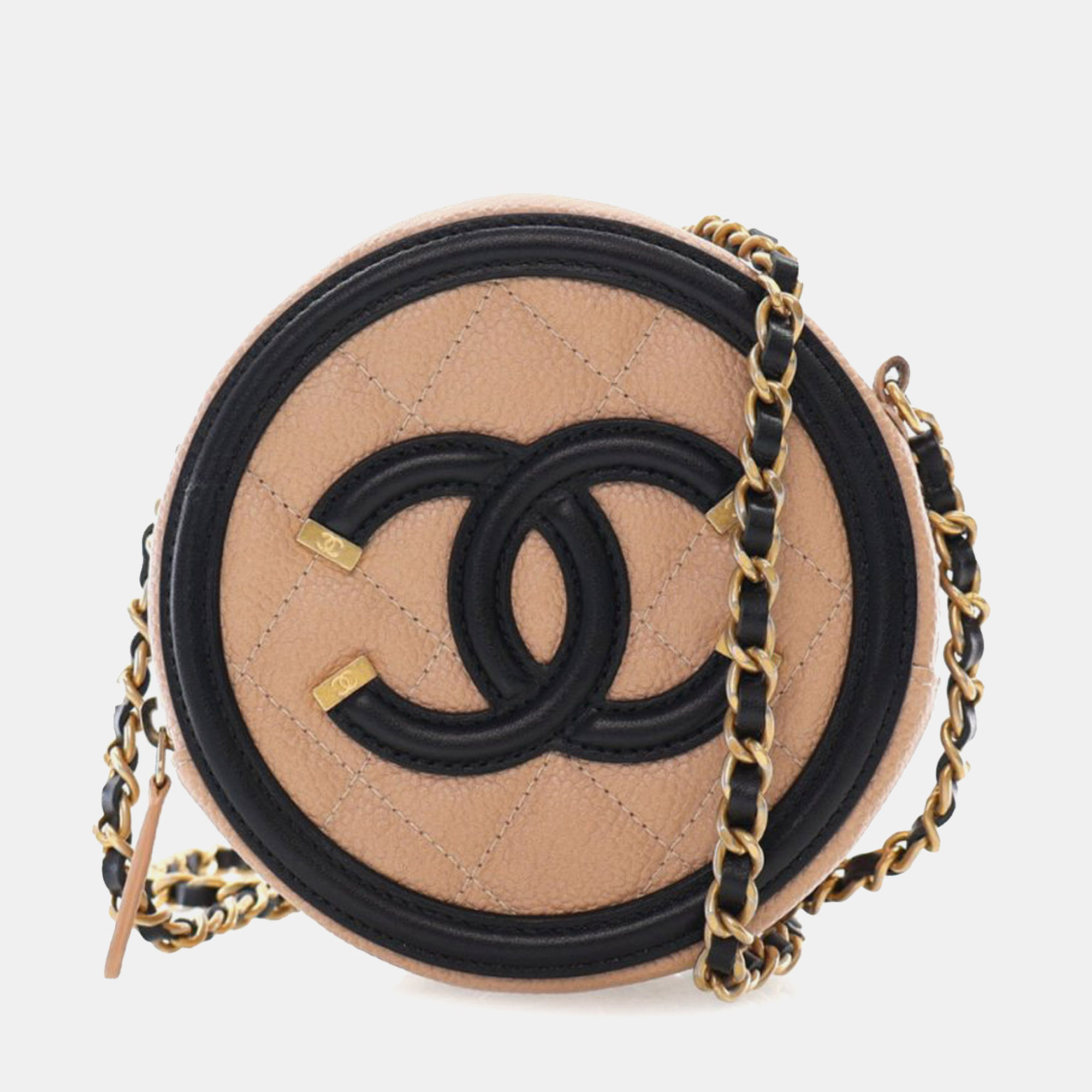 

Chanel Brown Caviar CC Filigree Round Crossbody