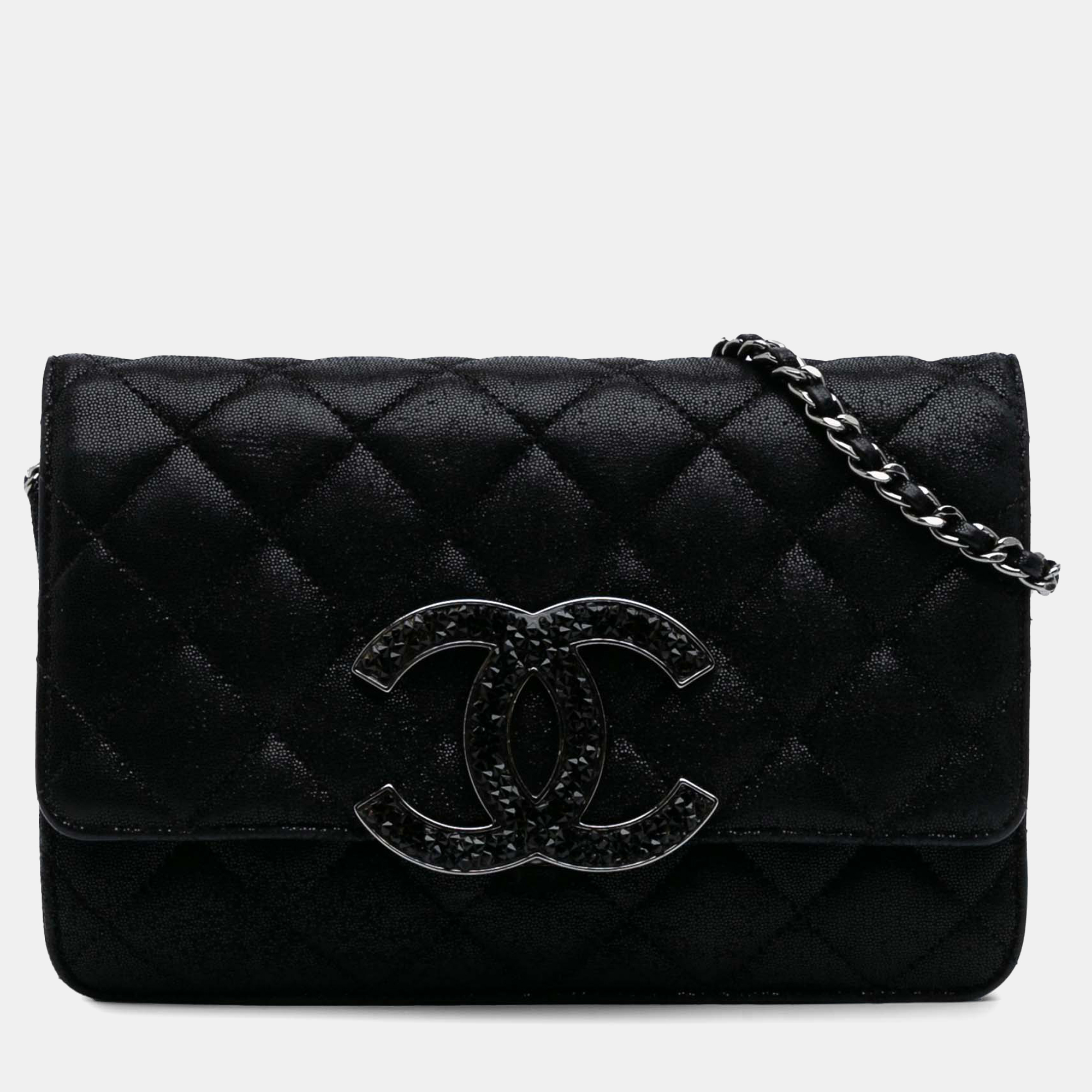 

Chanel Black Iridescent Caviar Crystal CC Wallet On Chain