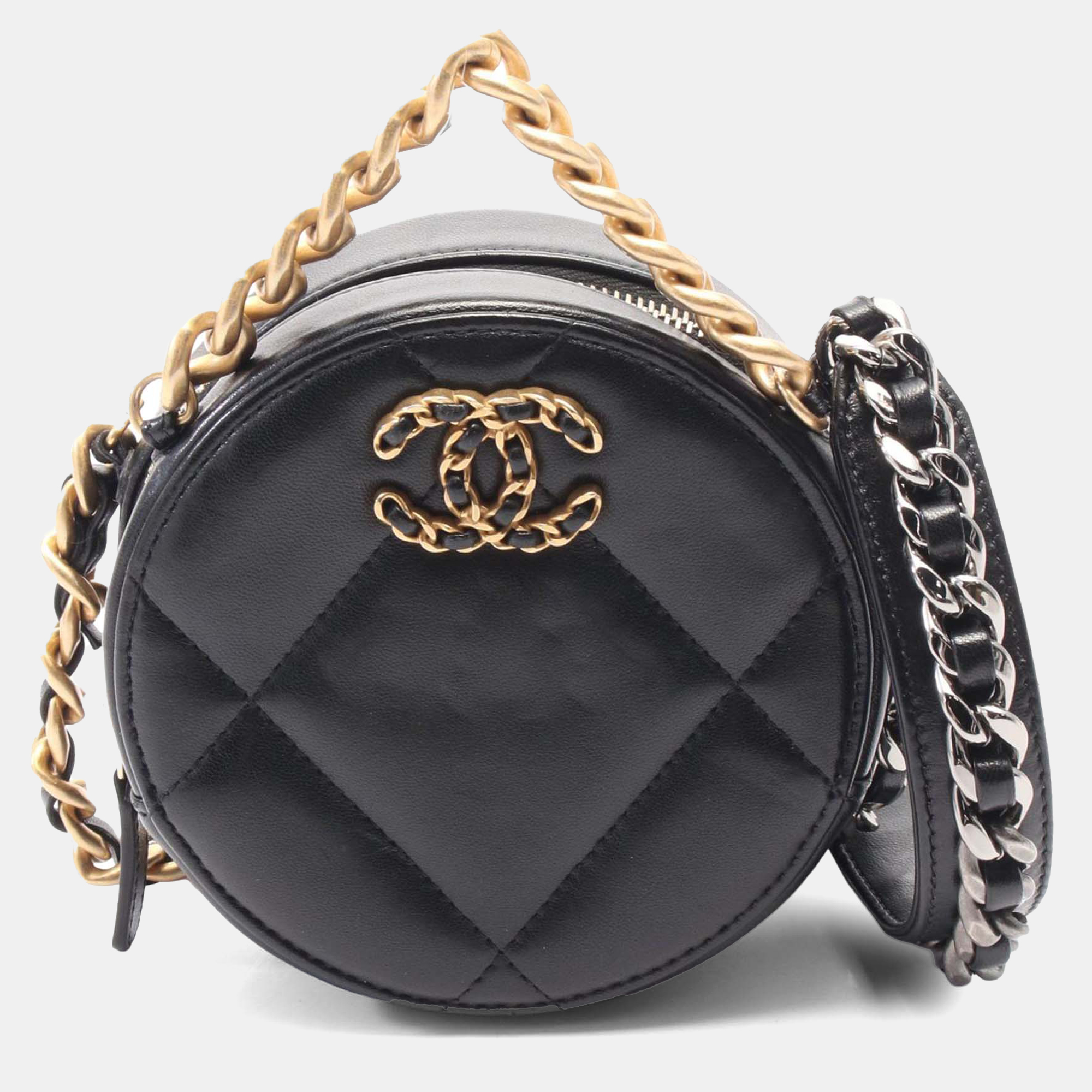 

Chanel Black Lambskin 19 Round Clutch with Chain