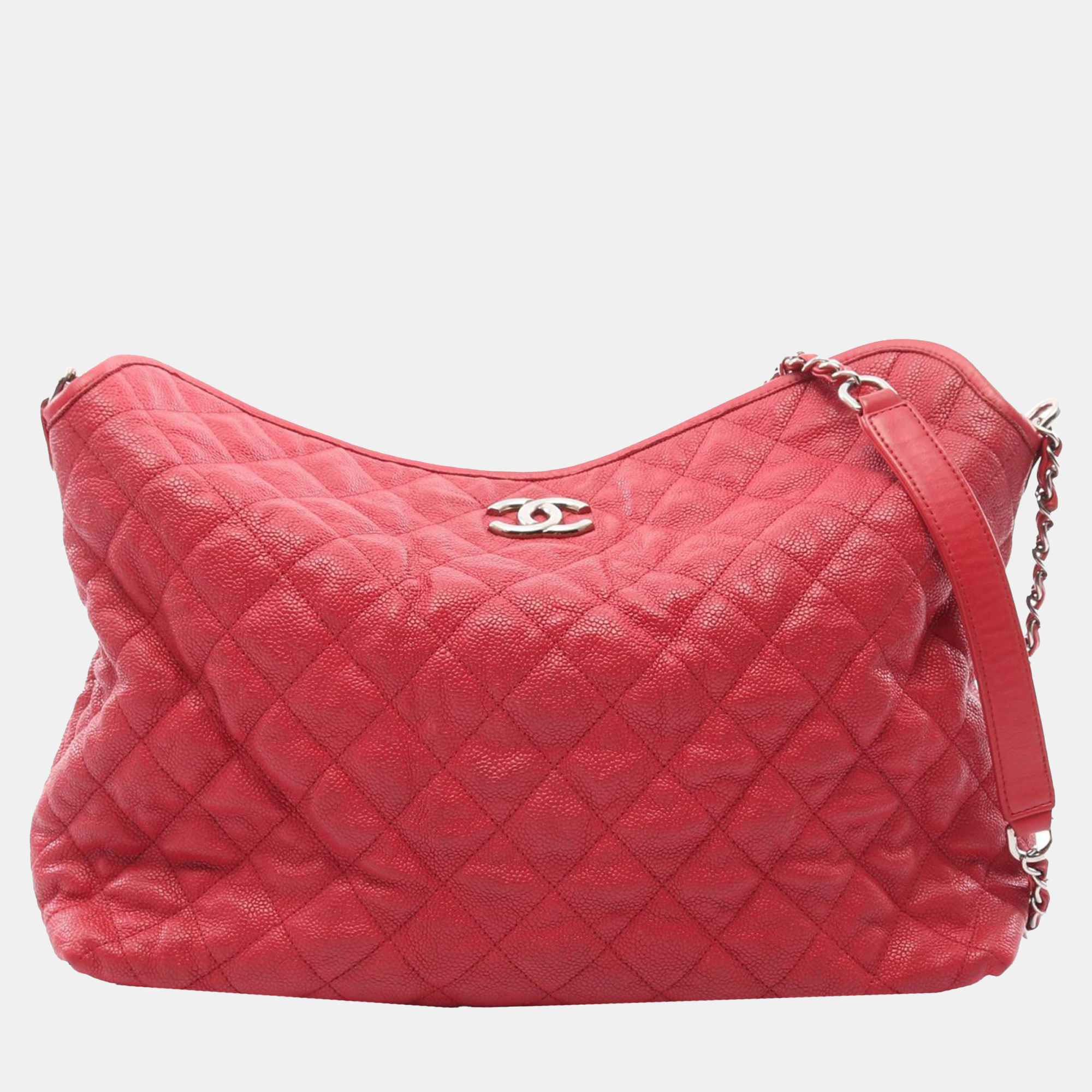 

Chanel Red Quilted Caviar French Riviera Hobo