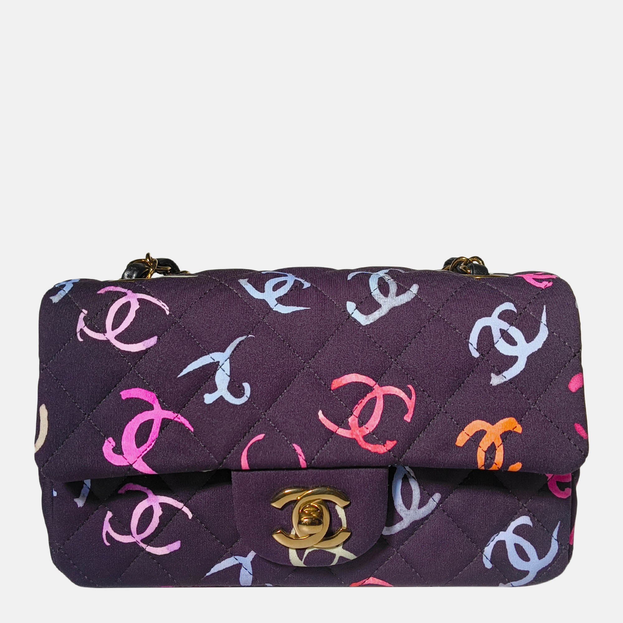 

Chanel Multicolour CC Mini Classic SS24 Flap in GHW, Purple