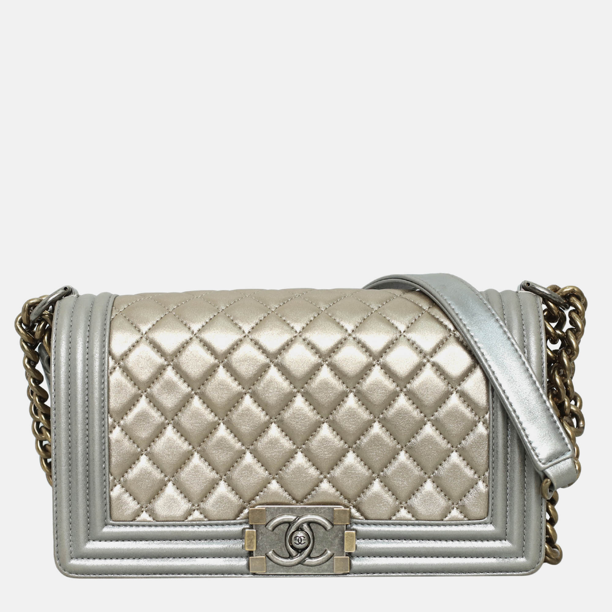 

Chanel Old Medium Metallic Boy Bag, Gold